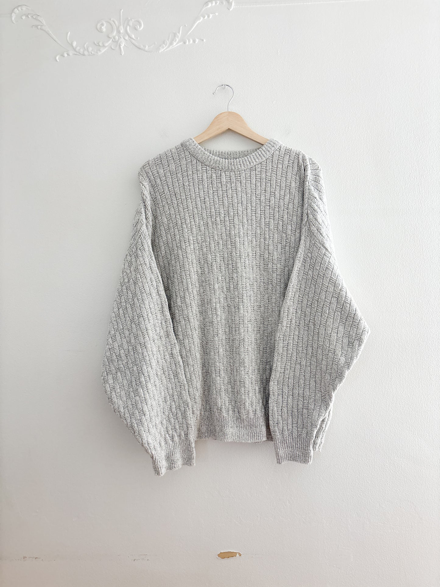 Vintage Grey Woven Patterned Knit (L)