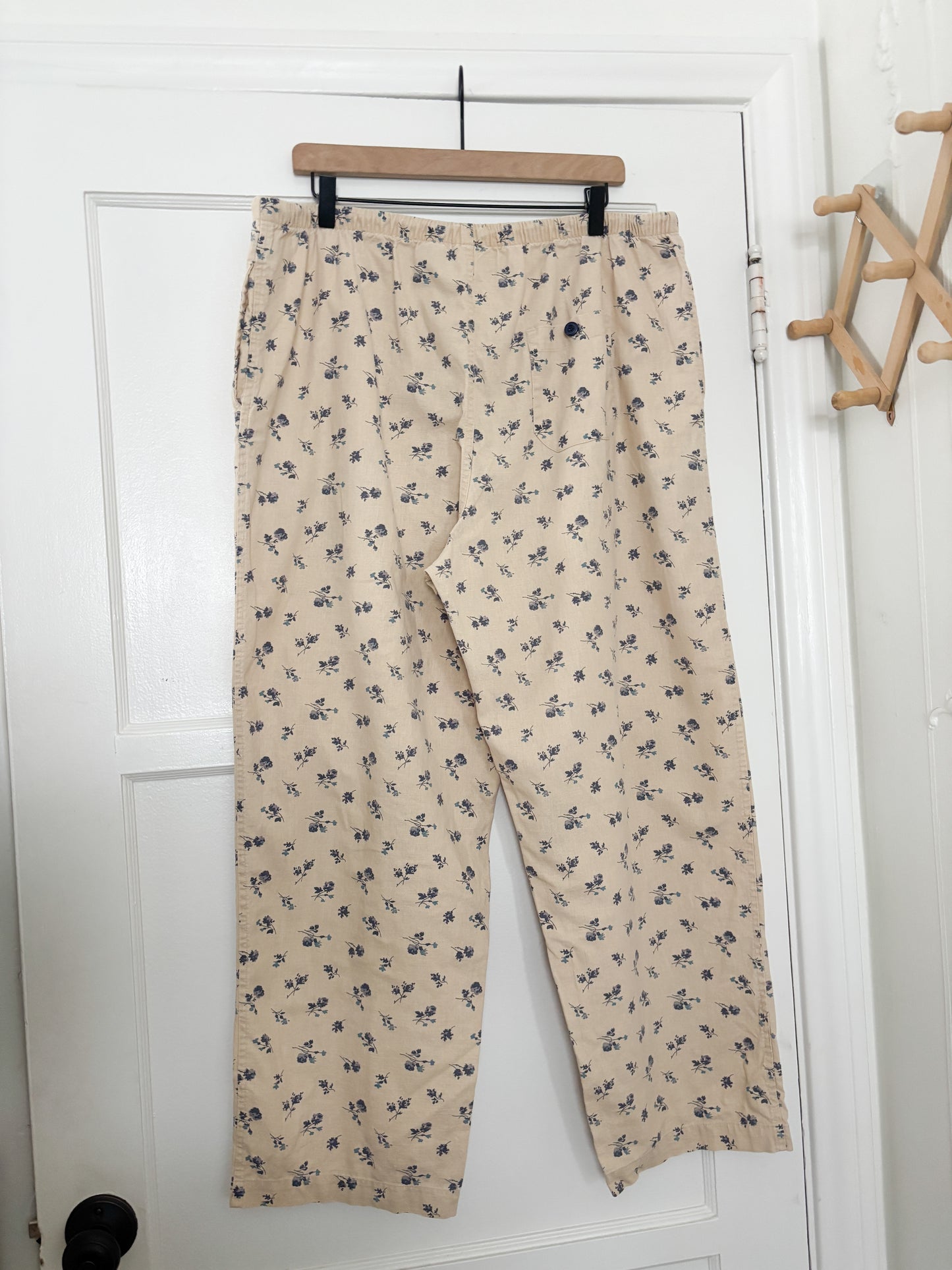 Vintage Blue Floral Easy Pants (XL)