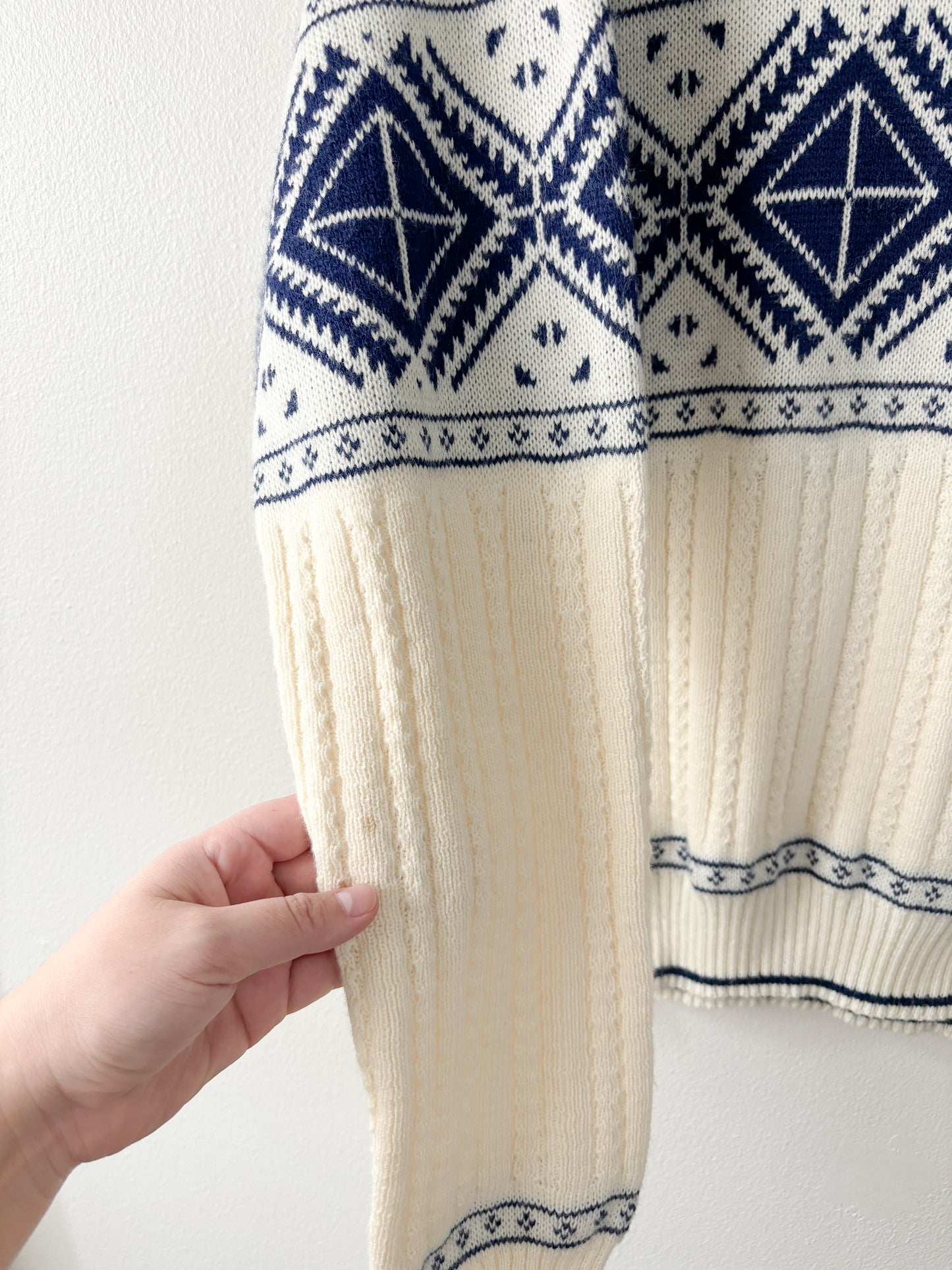 Vintage Blue Fair Isle Patterned Sweater