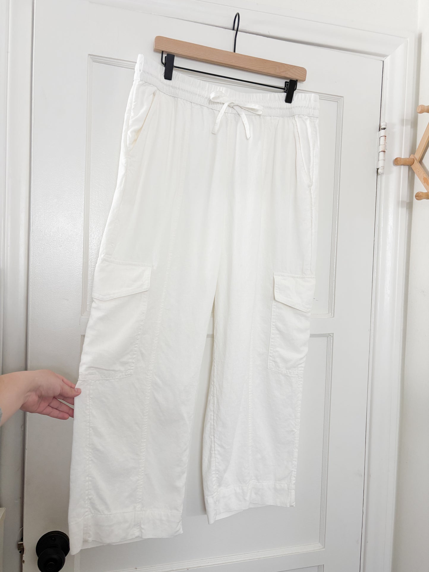 White Linen Blend Easy Pants (L)
