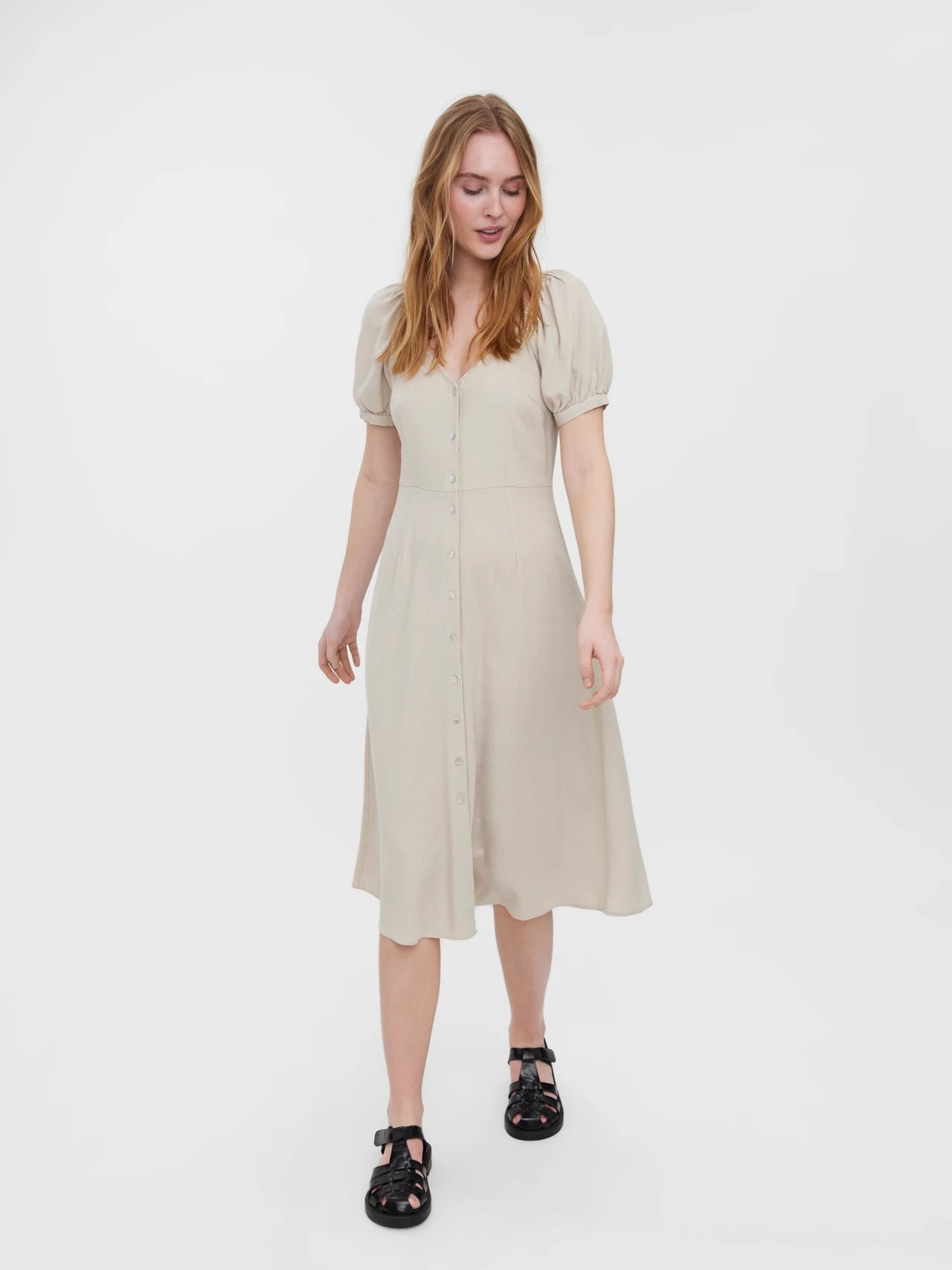 Vero Moda Sage Puff Sleeve Dress (M)