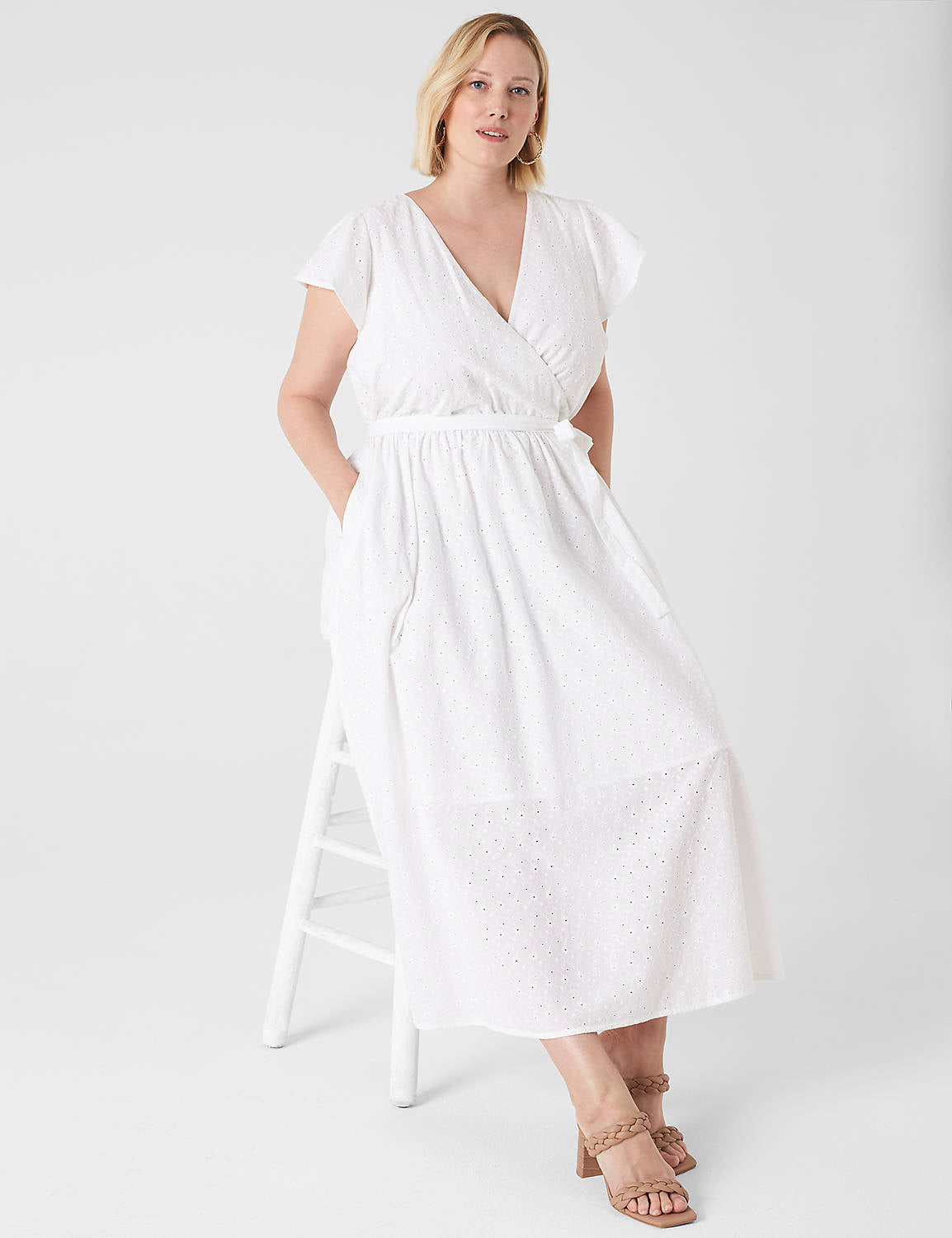 Lane Bryant Flutter Sleeve Eyelet Maxi Dress (L/XL)