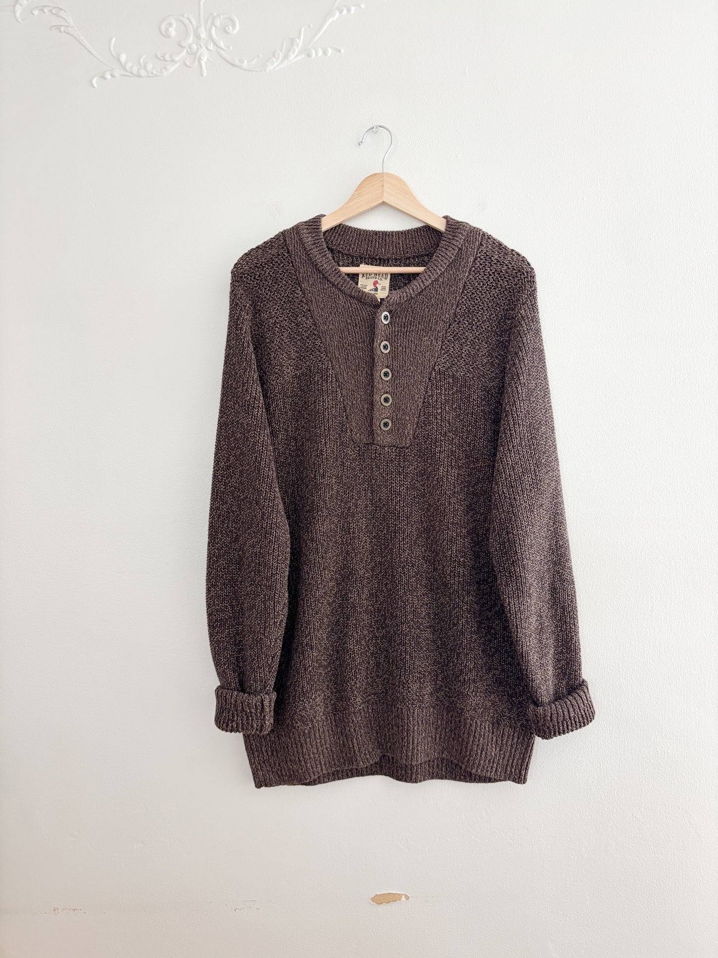 Redhead Brown Henley Sweater (M)
