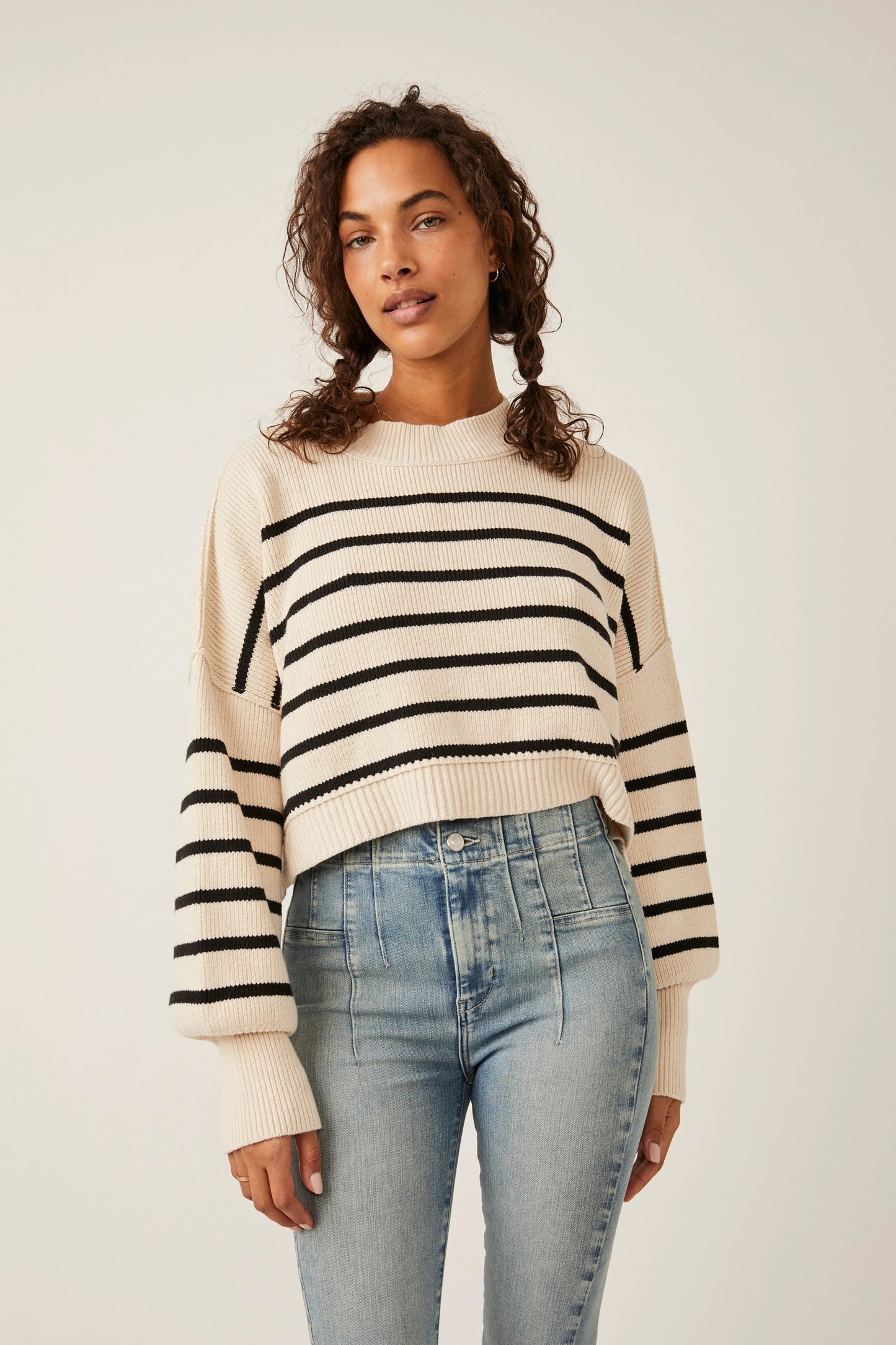 Free People Easy Street Striped Cropped Sweater (M)