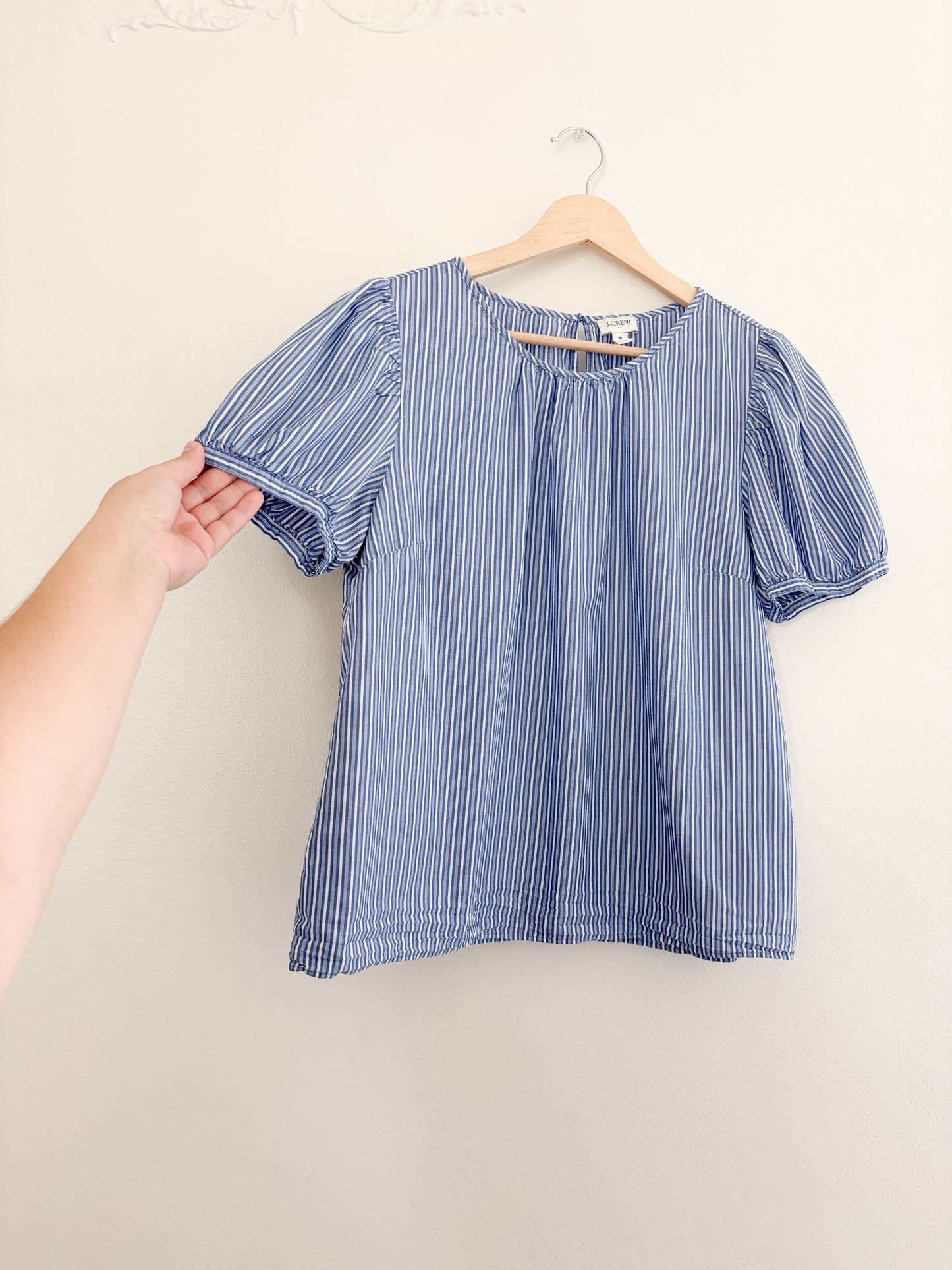 J Crew Striped Puff Sleeve Blouse (M)