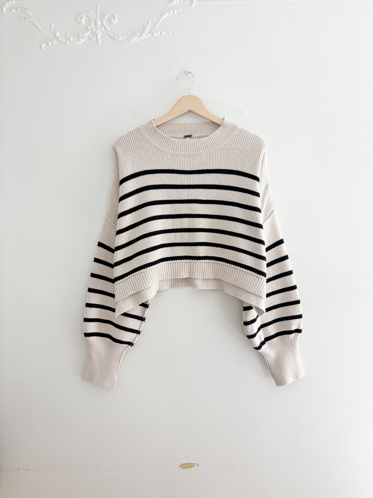 Free People Easy Street Striped Cropped Sweater (M)