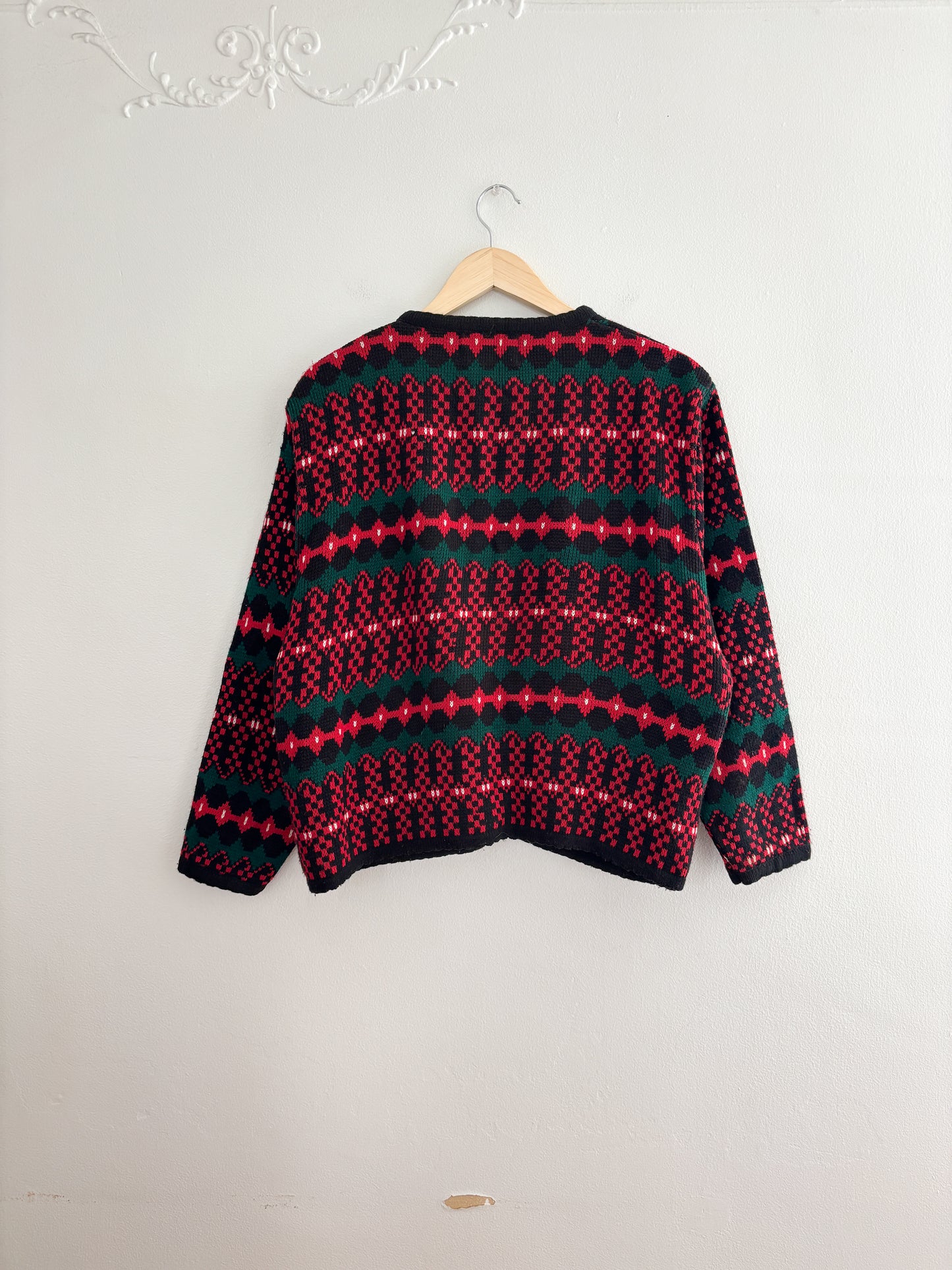 Vintage Christmas Patterned Cardigan (L)
