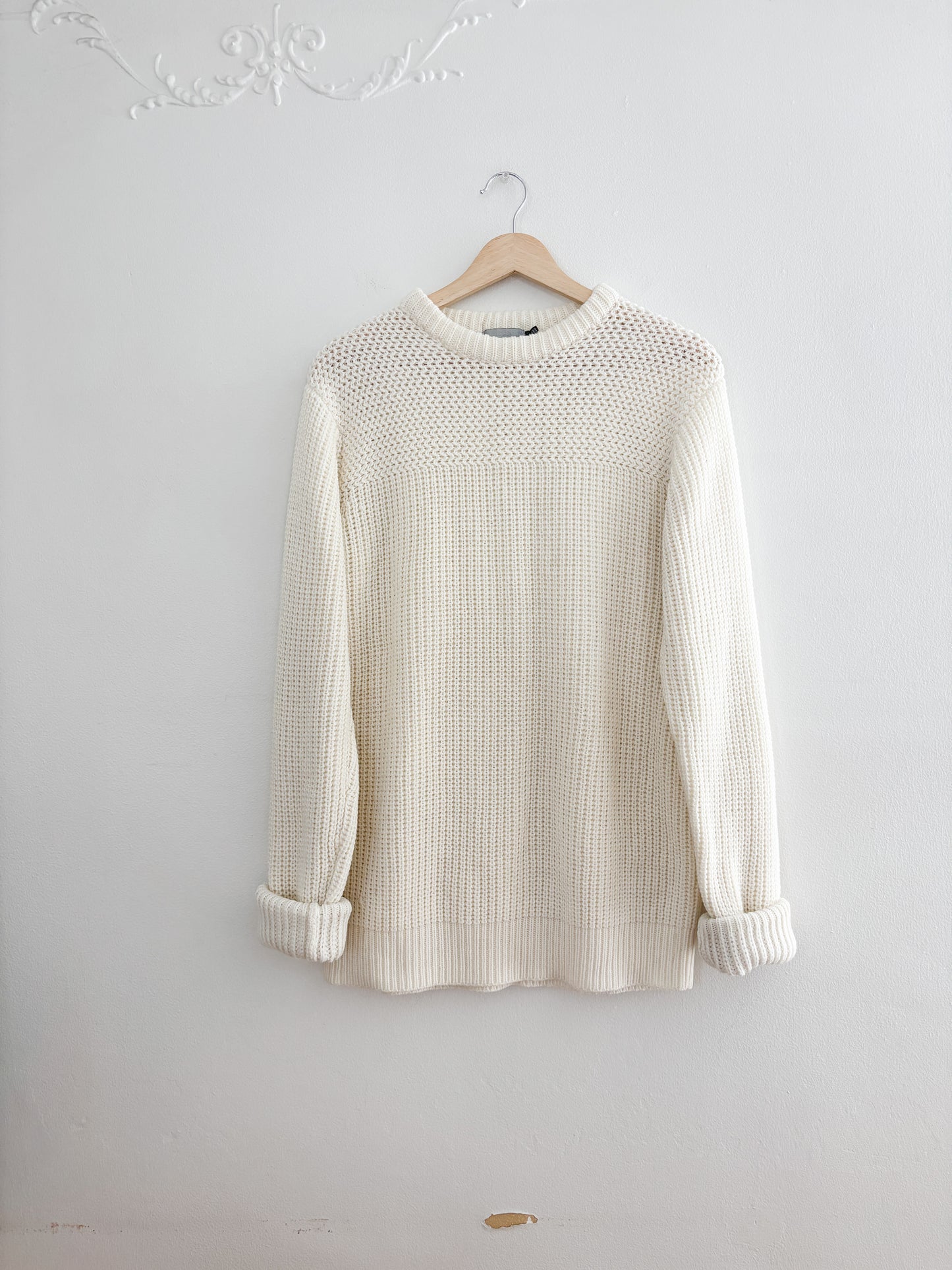 Vintage Cream Knit Sweater (L)