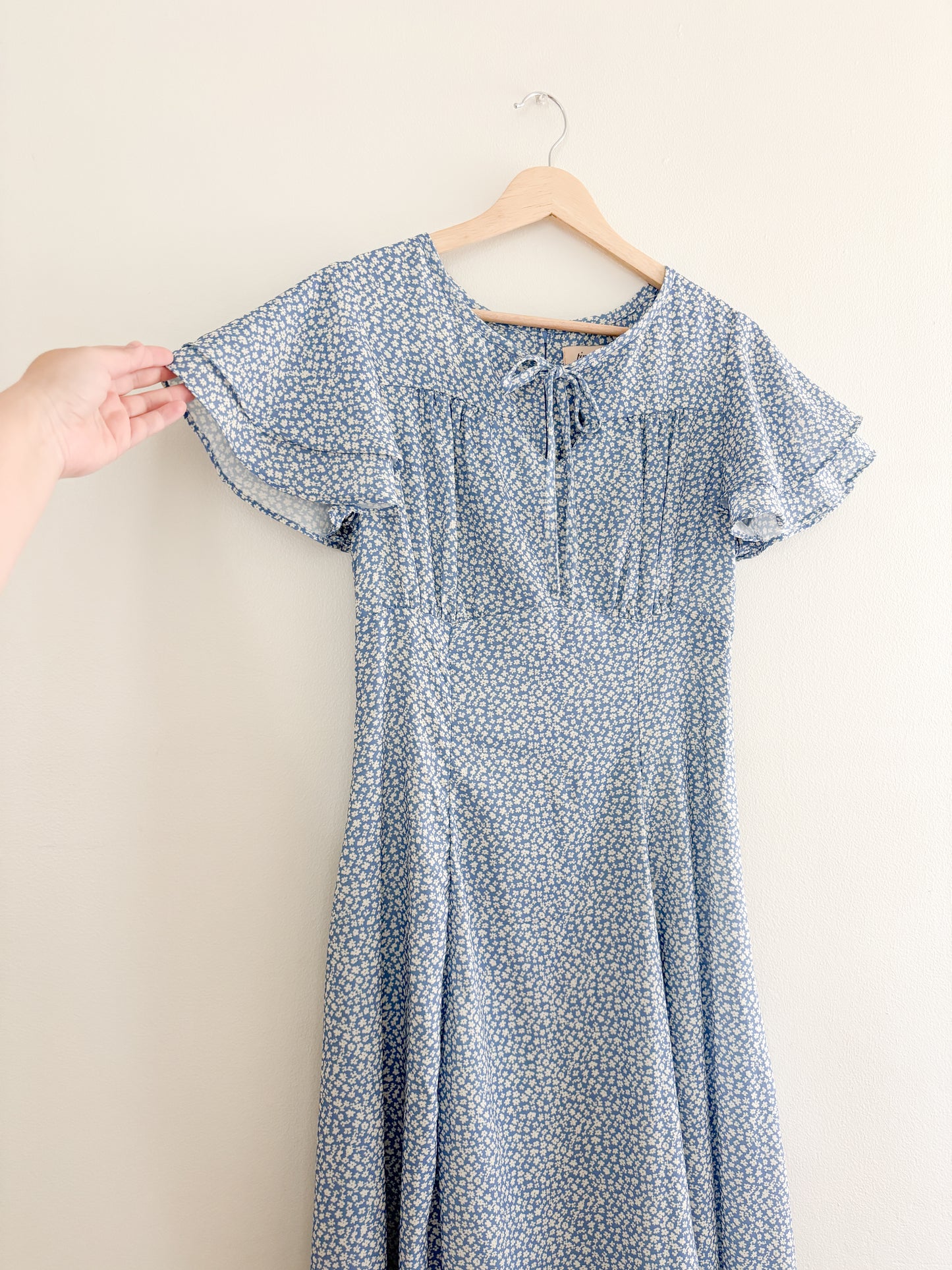 Blue Floral Ruffle Dress (S)