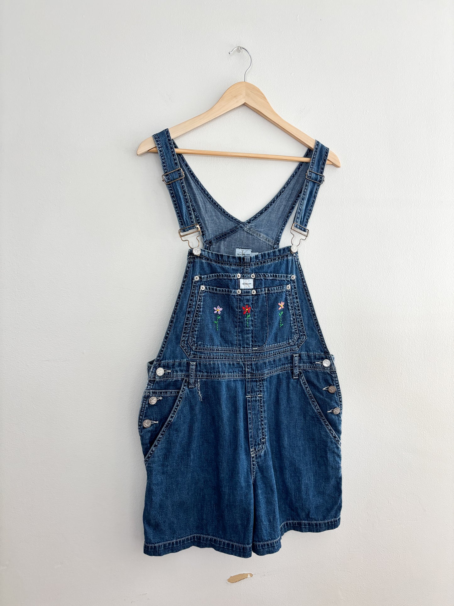 Vintage Calvin Klein Floral Embroidered Overalls (M)