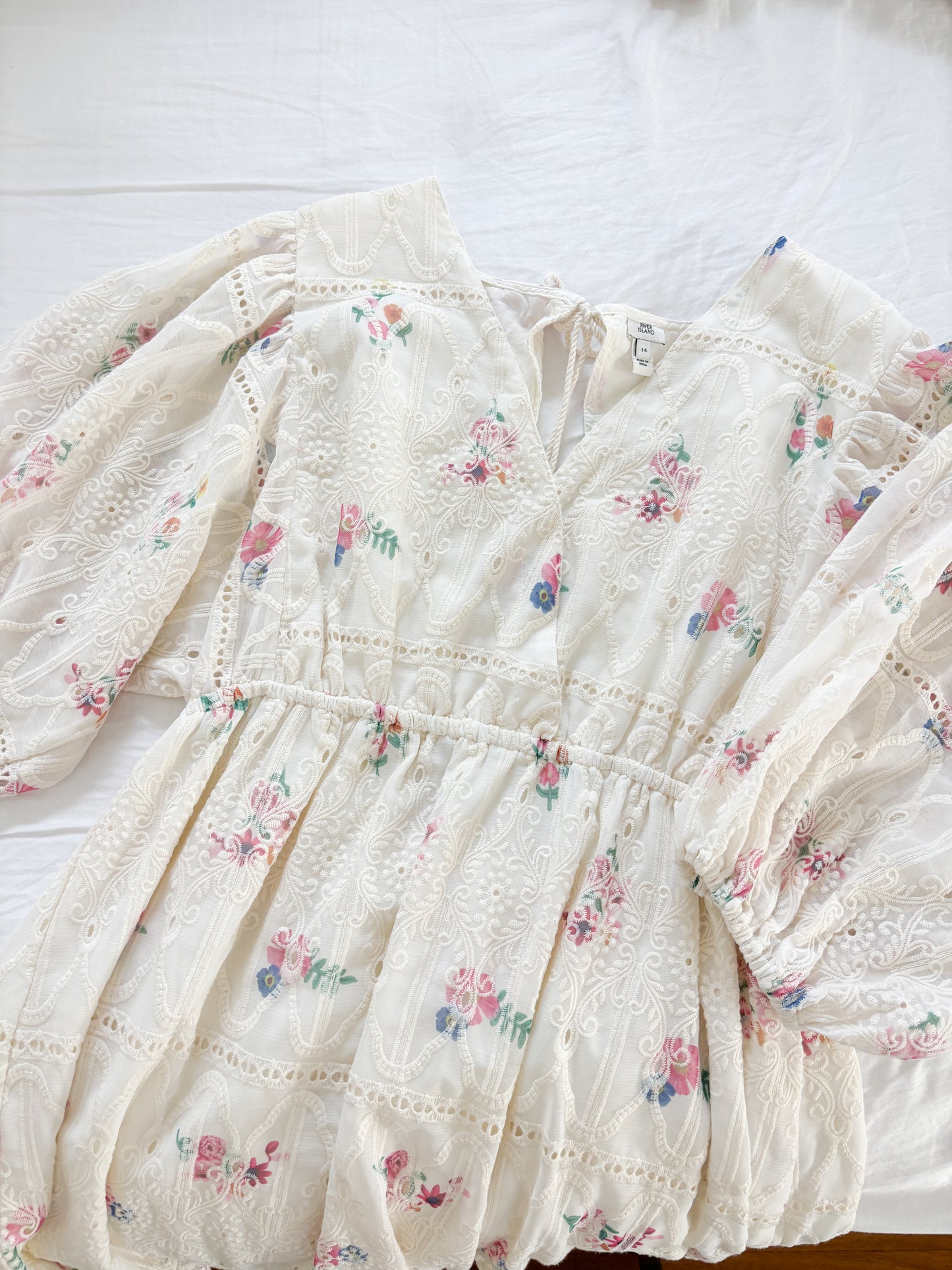 River Island Floral Eyelet Dress (M/L)