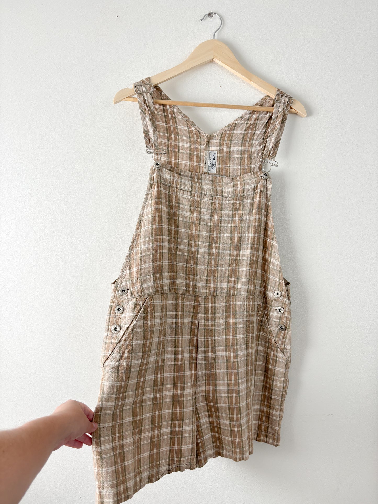 Vintage Plaid Linen Blend Overalls
