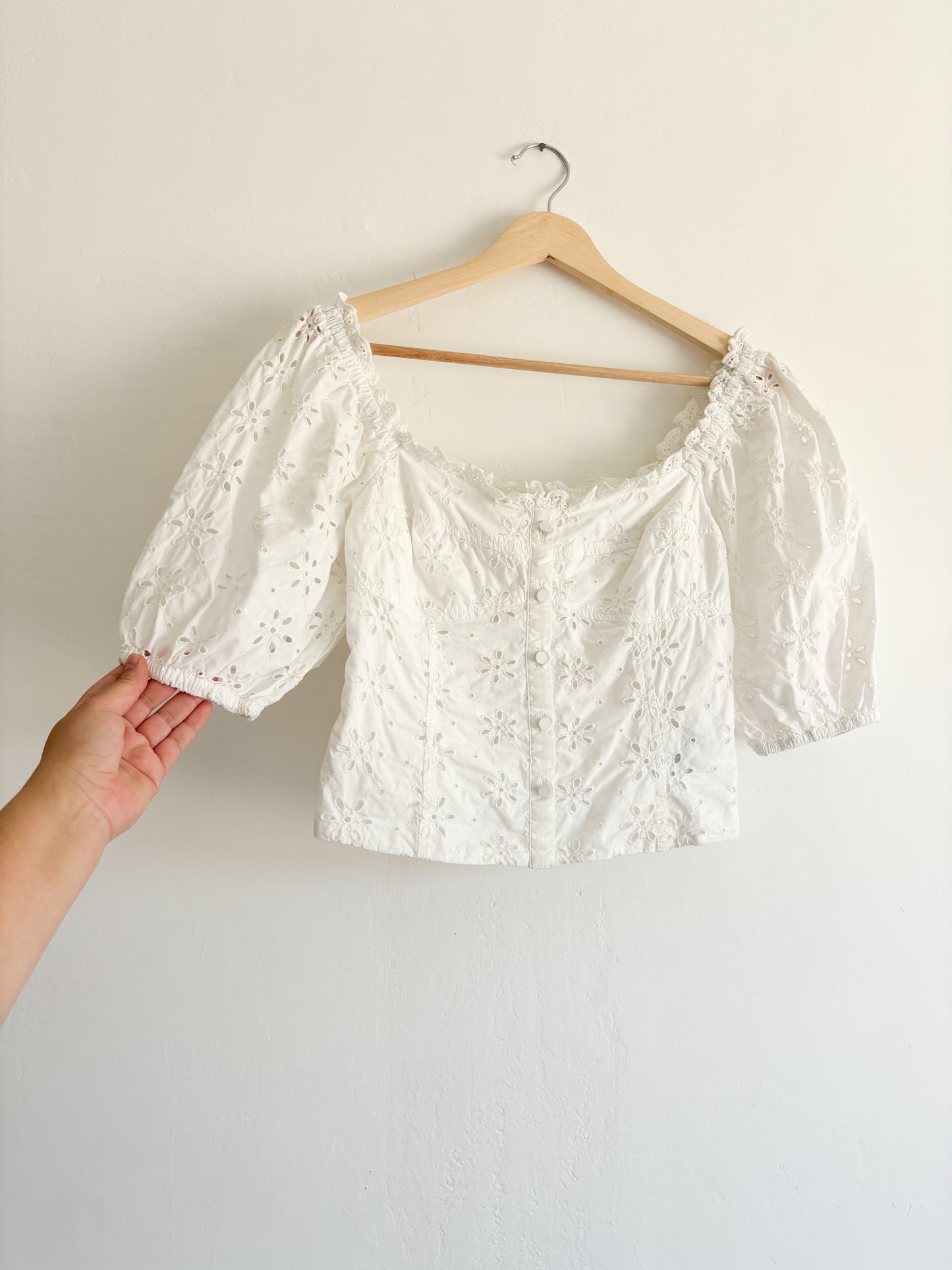 Gap Smocked Cotton Puff Sleeve Top (XS/S)
