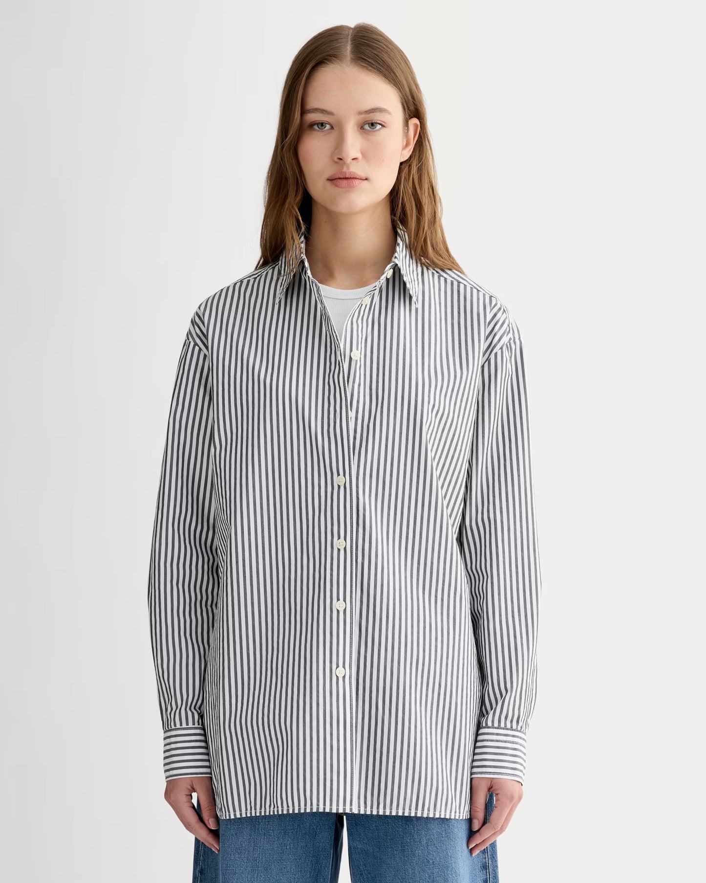 Everlane blue striped button up (M/L)