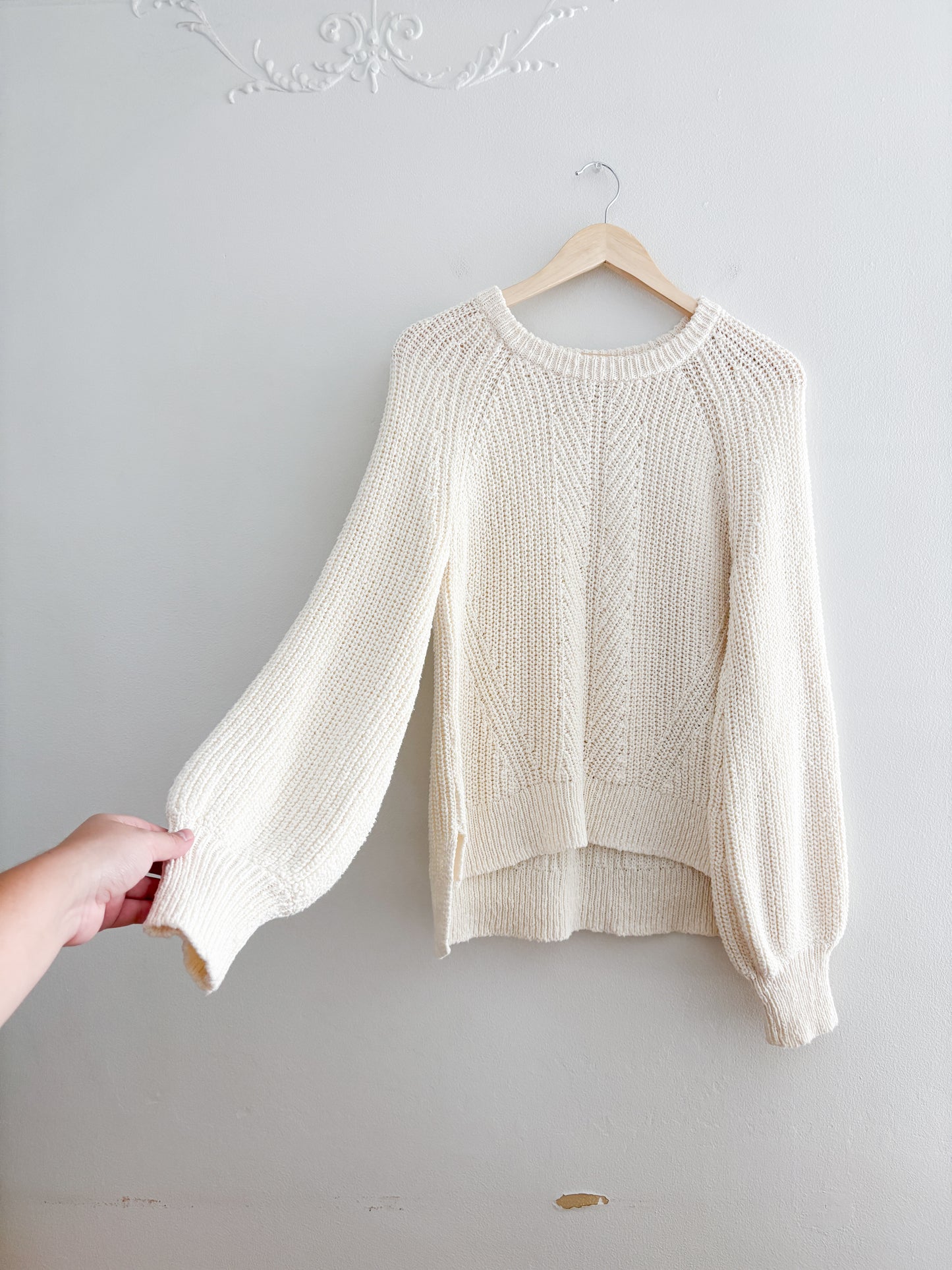 Madewell Cream Balloon Sleeve Sweater (L)
