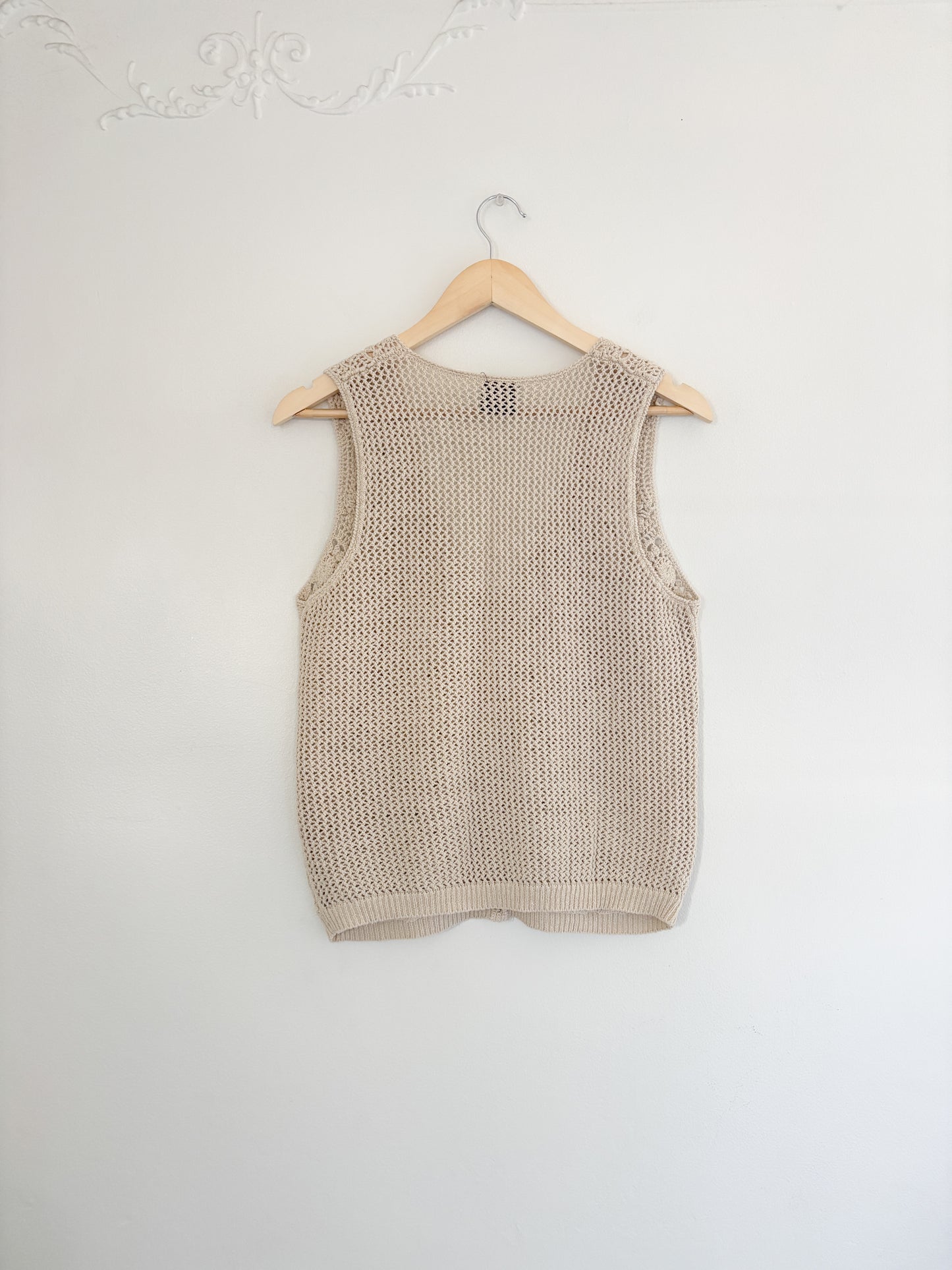 Vintage Crochet Beaded Vest (S/M)