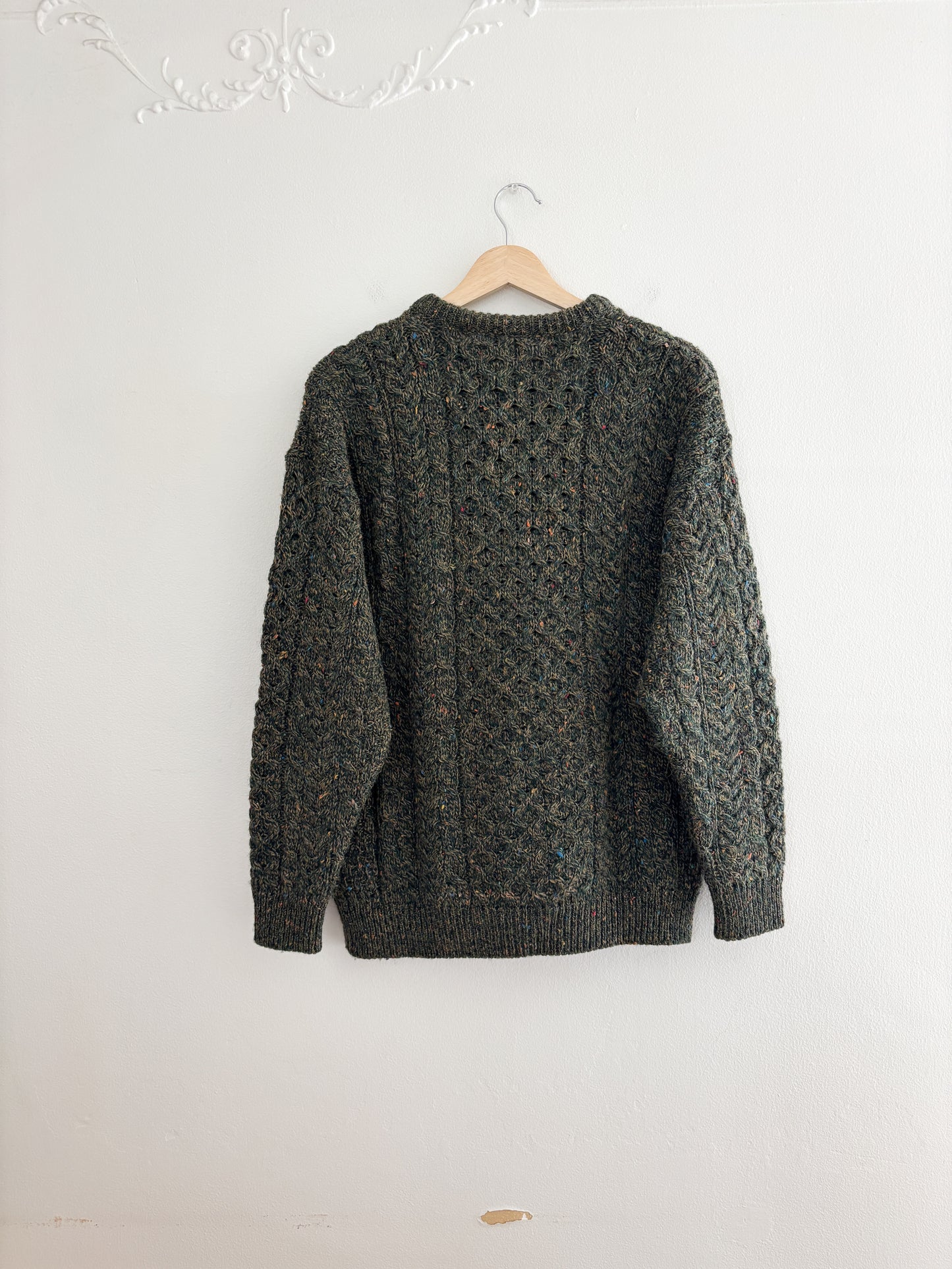 Vintage Green Speckled Fisherman Sweater (S)