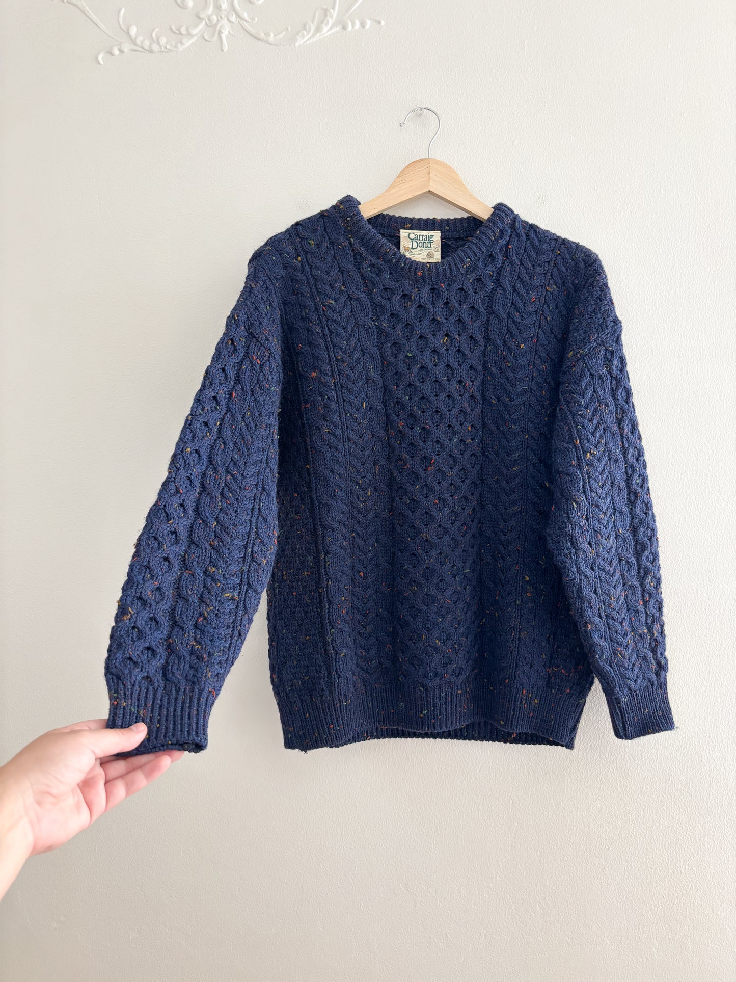 Vintage Navy Blue Speckled Fisherman Sweater (S)