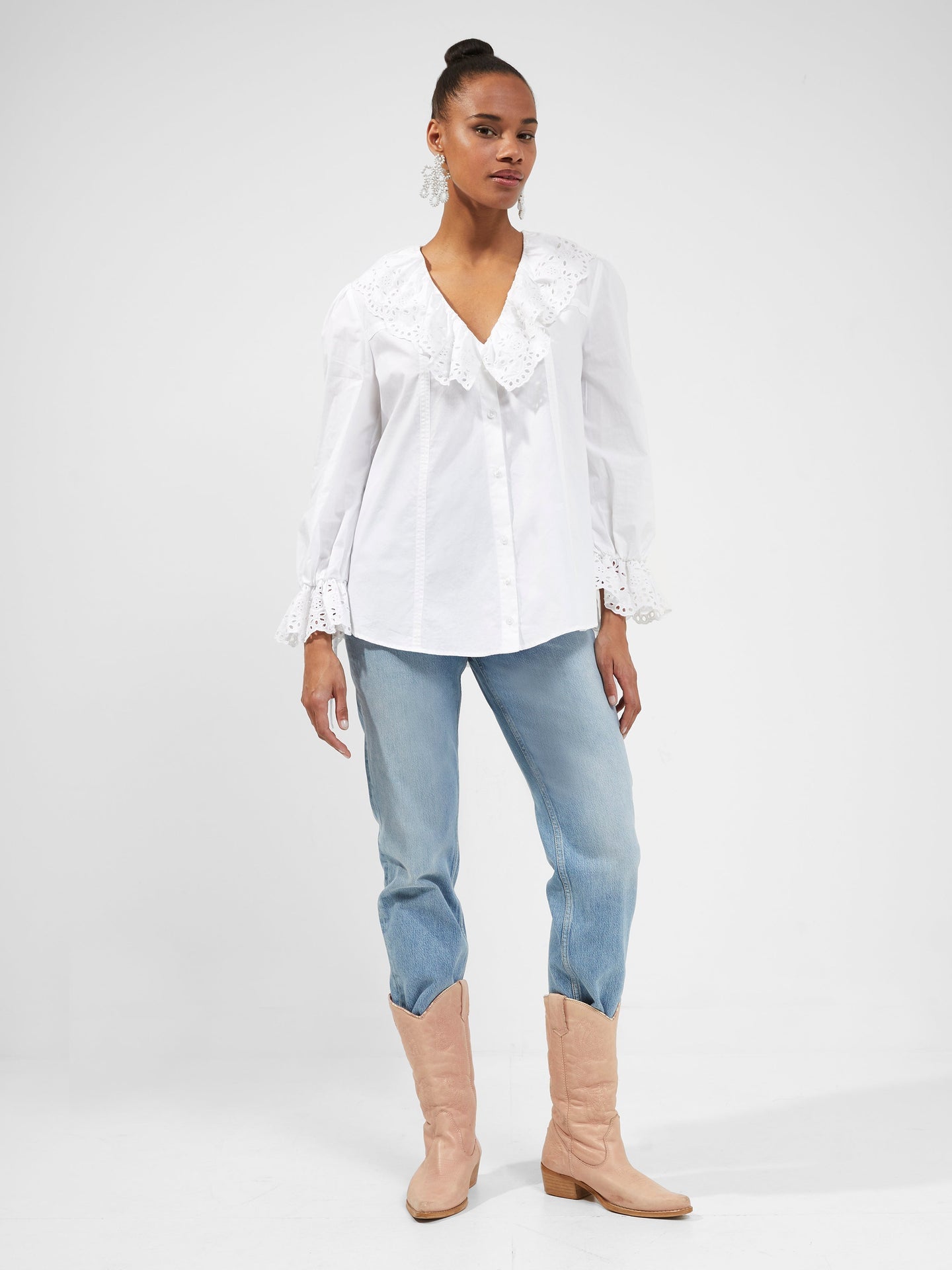 French Connection Eyelet Collar Blouse (M/L)