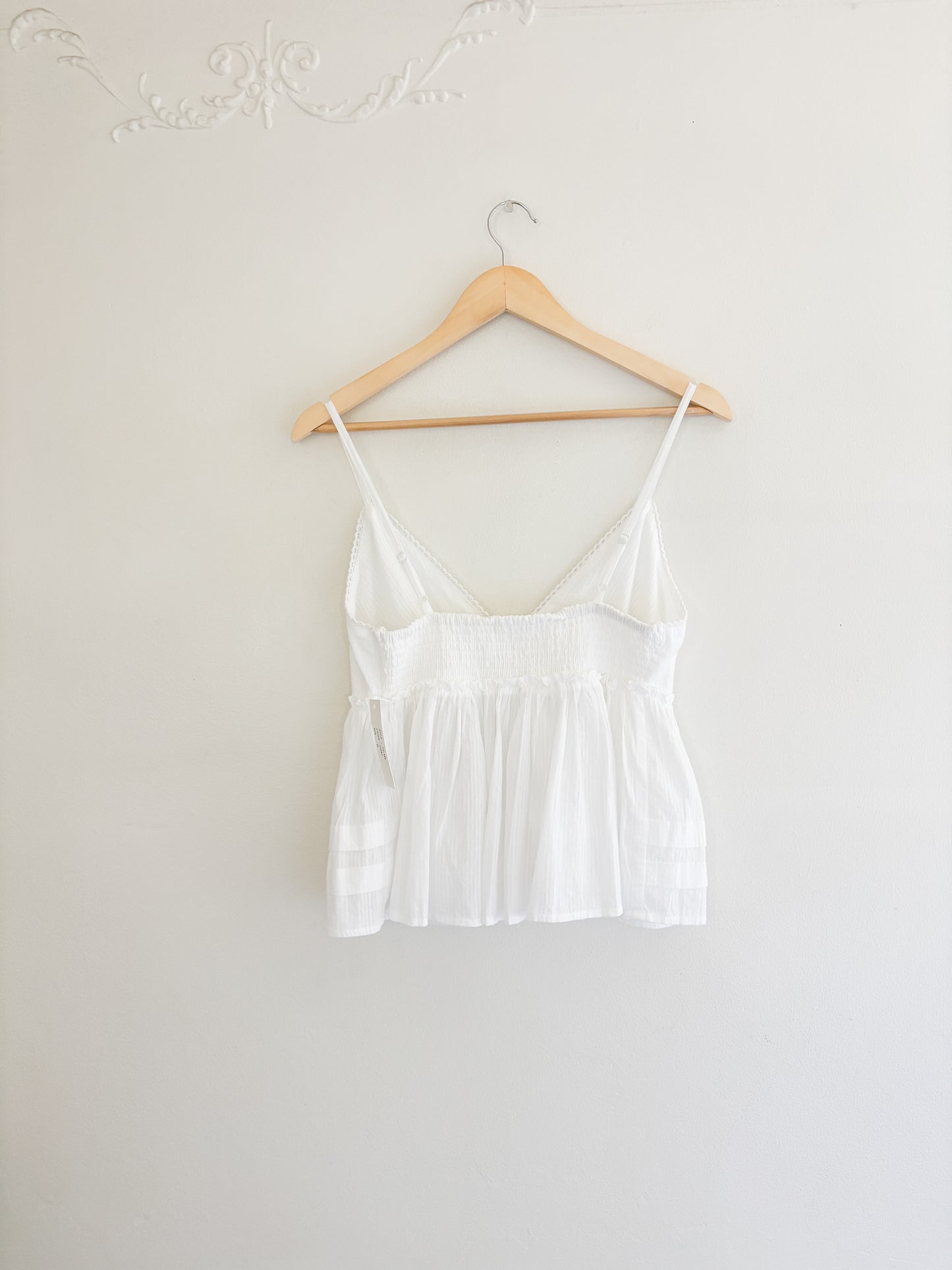 NWT White Babydoll Tank Top (M)