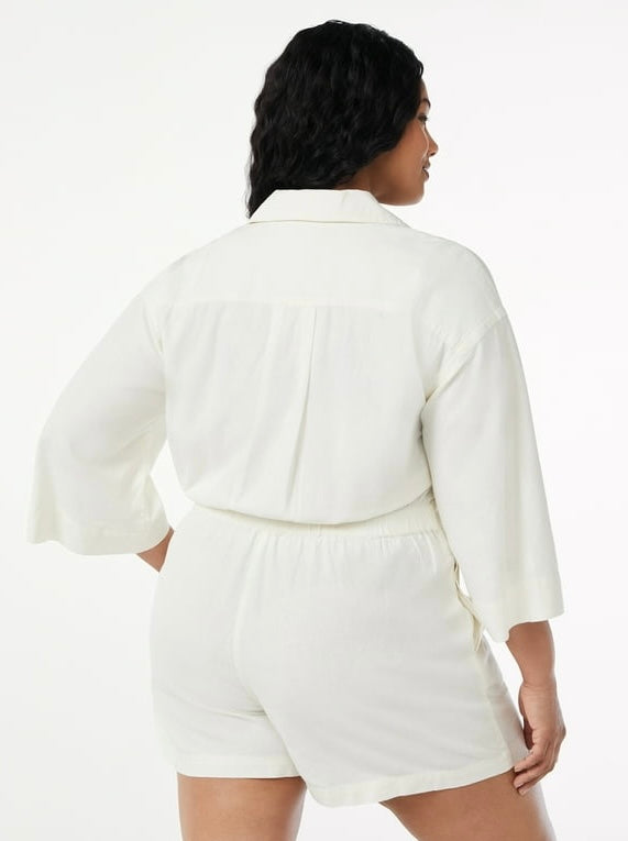 Free Assembly Linen Blend Romper (L)