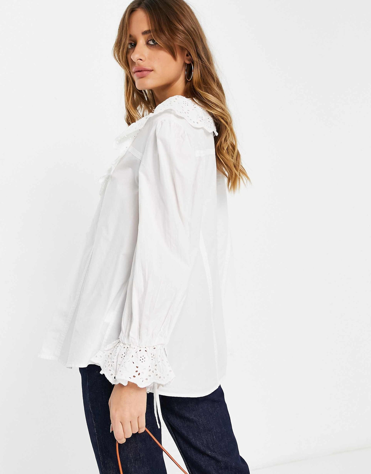 French Connection Eyelet Collar Blouse (M/L)