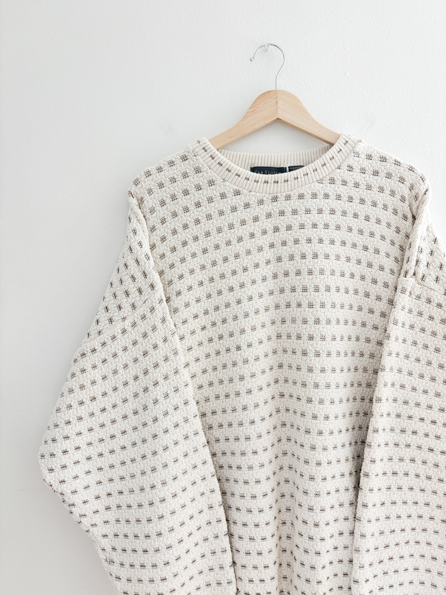 Vintage Cream Patterned Sweater (XL)