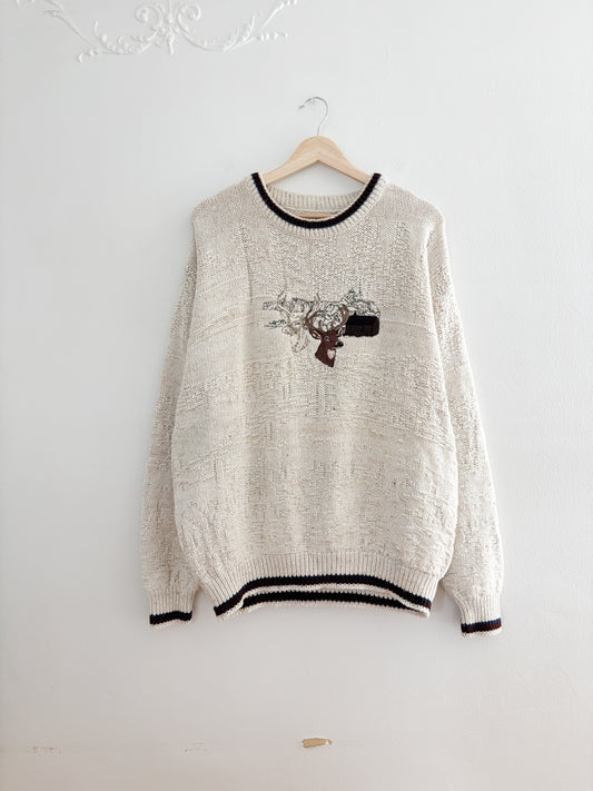 Vintage Buck Embroidered Sweater (XL)