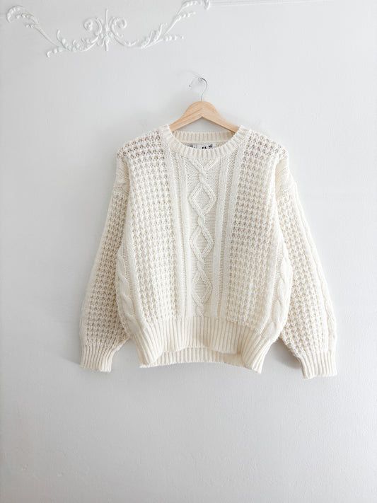 Vintage Cream Knit Sweater (S)