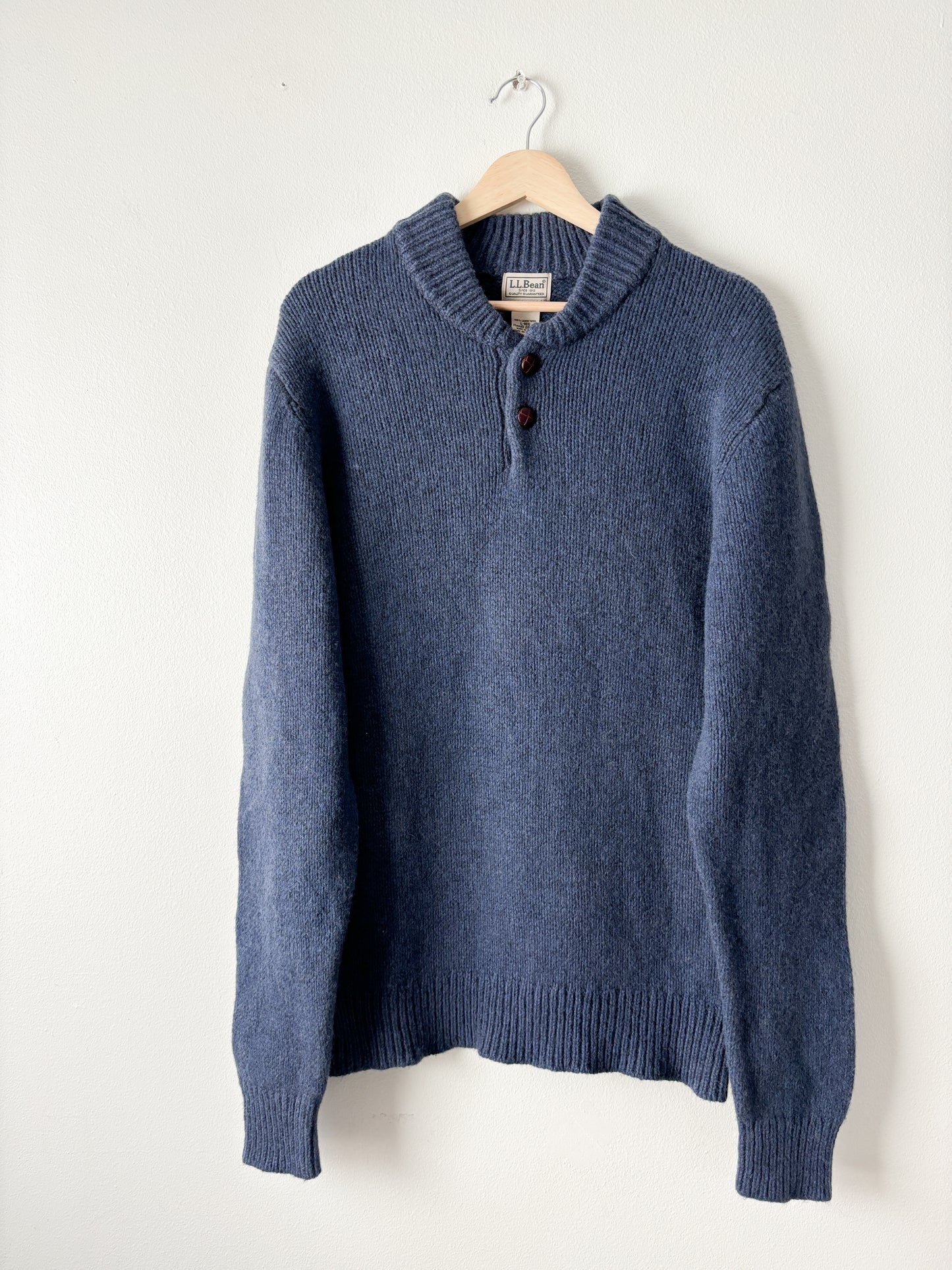 Vintage LL Bean Blue Henley Knit