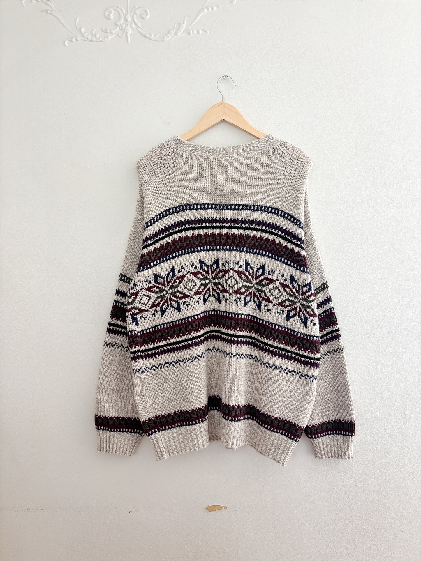 Vintage Nordic Cotton Sweater (L)