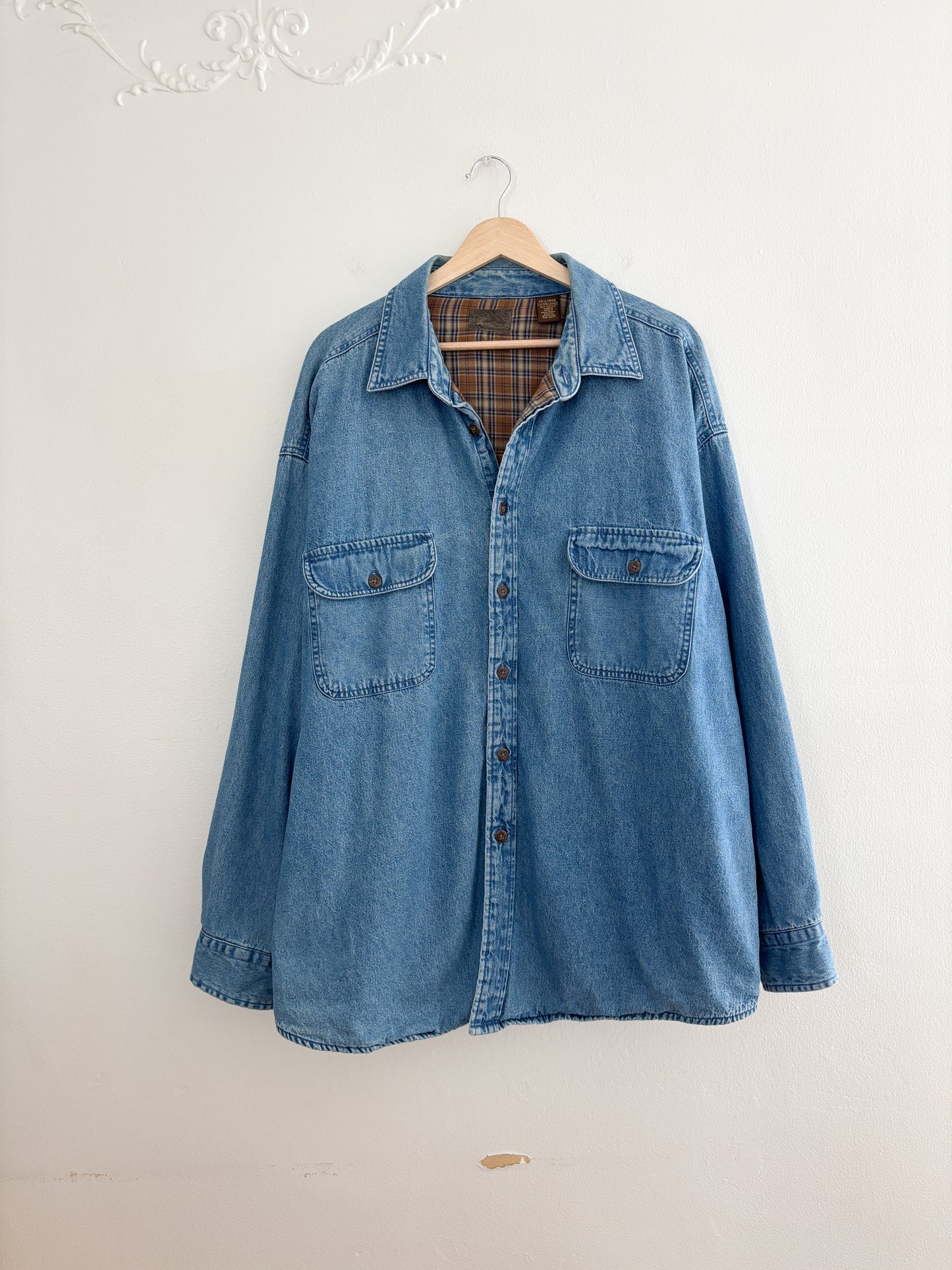 Vintage Flannel Lined Denim Shacket (XXL)