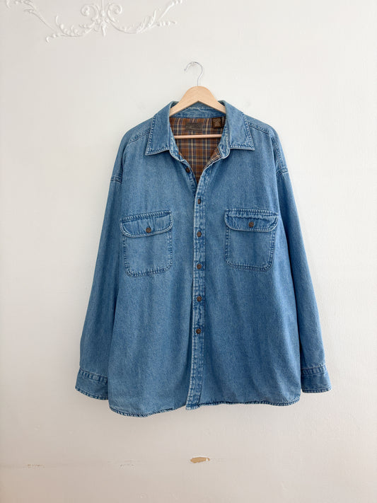 Vintage Flannel Lined Denim Shacket (XXL)