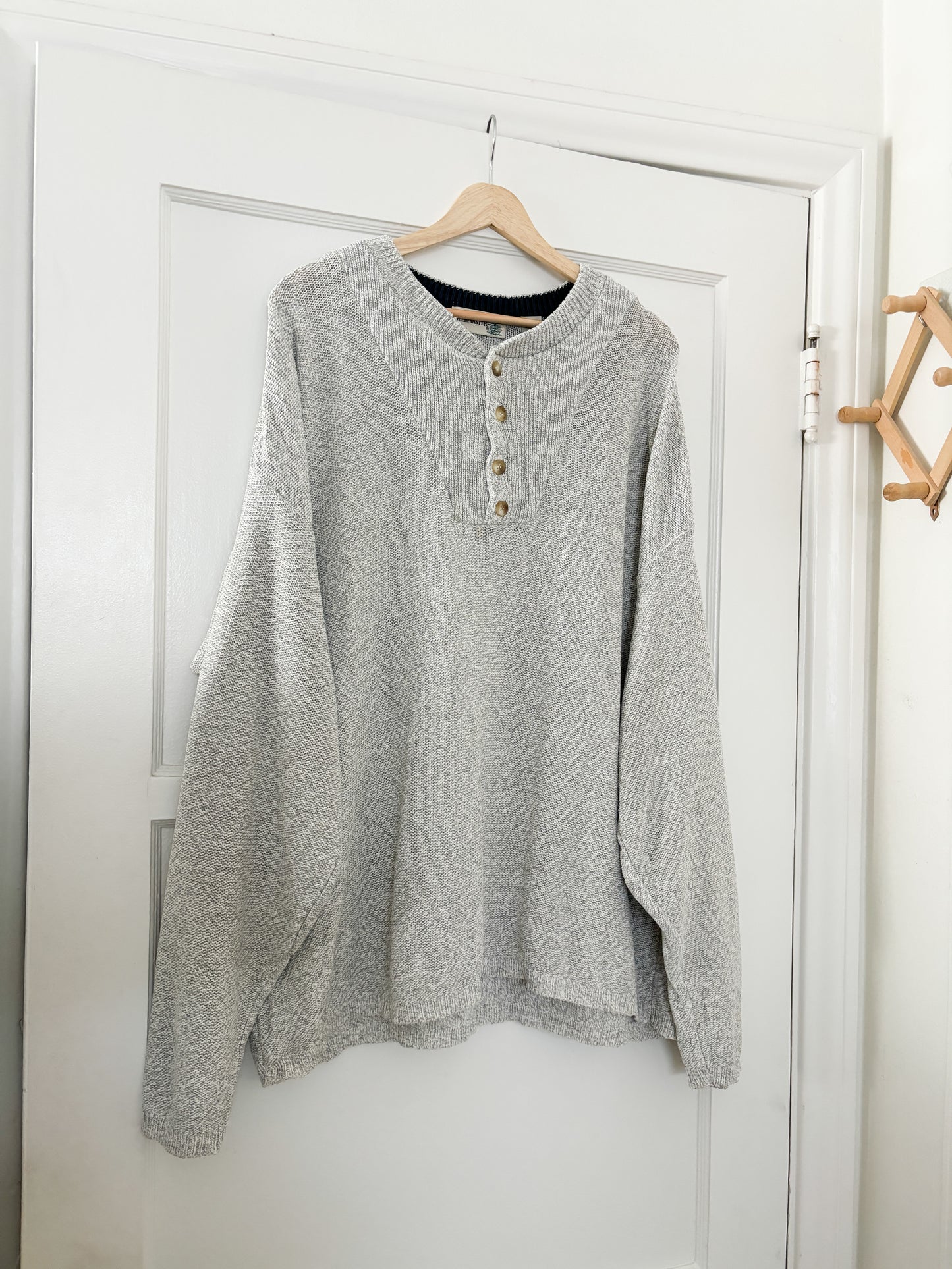 Vintage Grey Henley Knit (XL)
