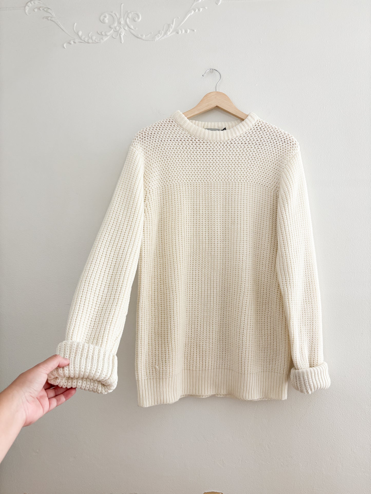 Vintage Cream Knit Sweater (L)