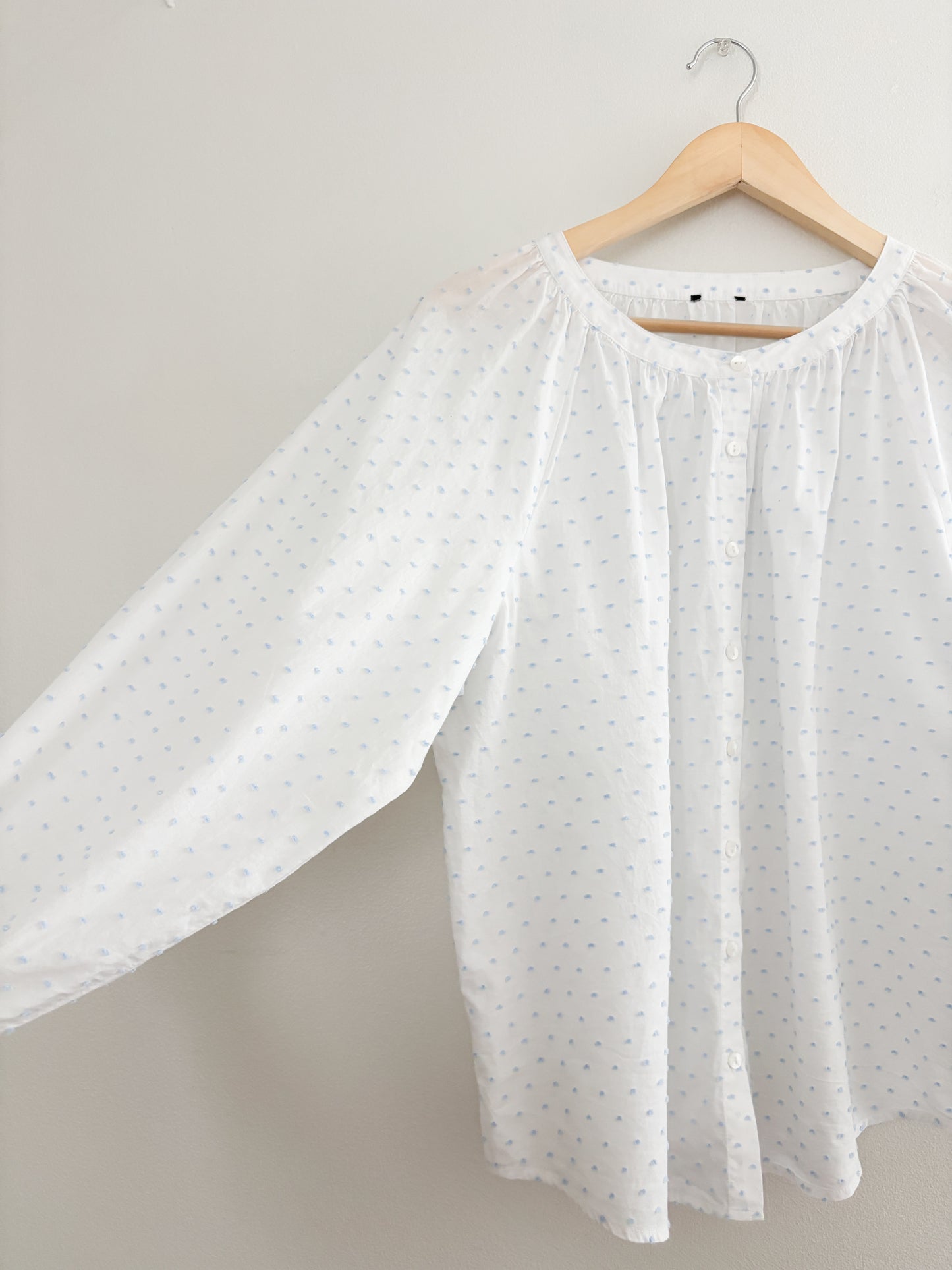 Blue polka dot blouse (L/XL)