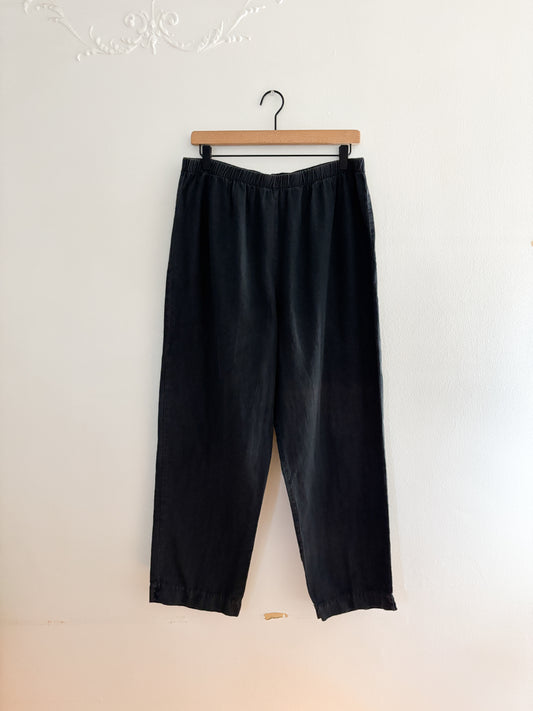 Vintage Hot Cotton Black Linen Blend Easy Pants (L/XL)