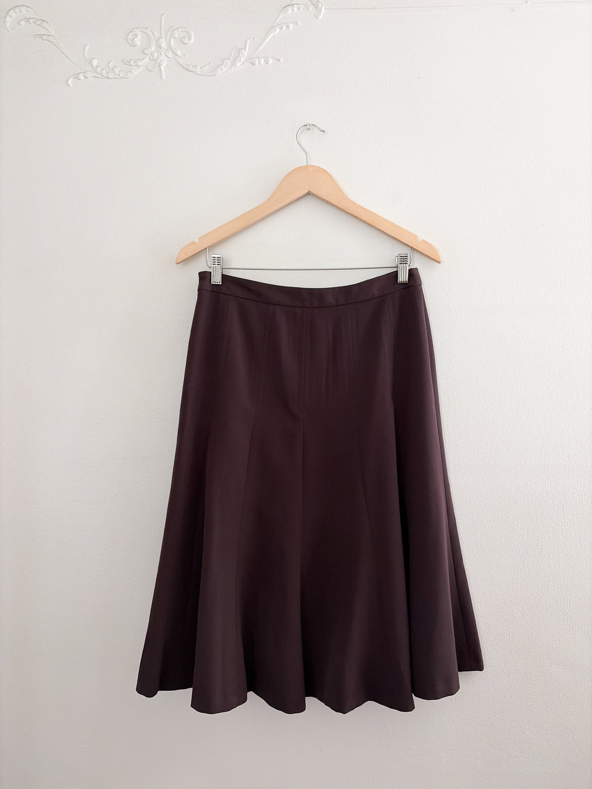 Vintage Brown Pleated Midi Skirt (28”)