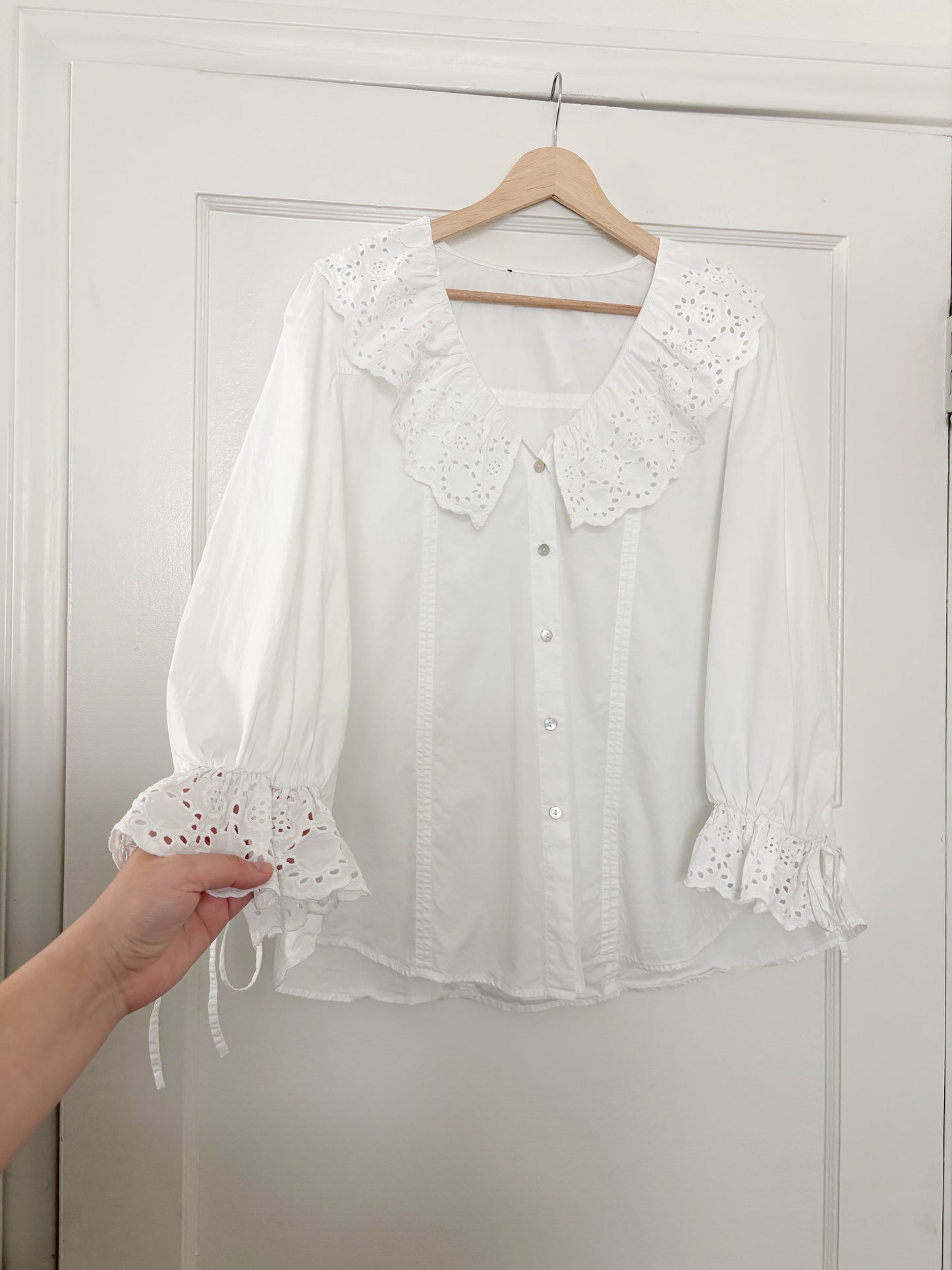 French Connection Eyelet Collar Blouse (M/L)