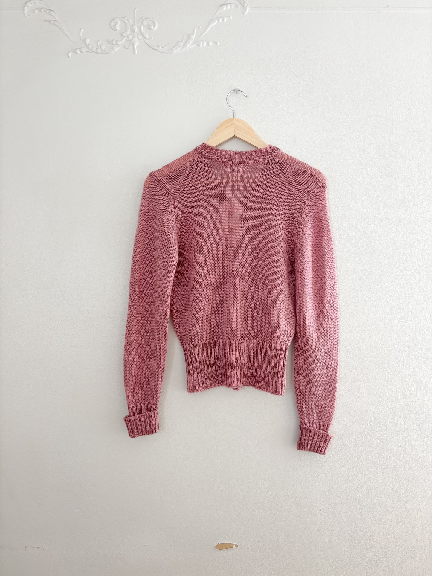 Vintage Heart Patterned Sweater (S)