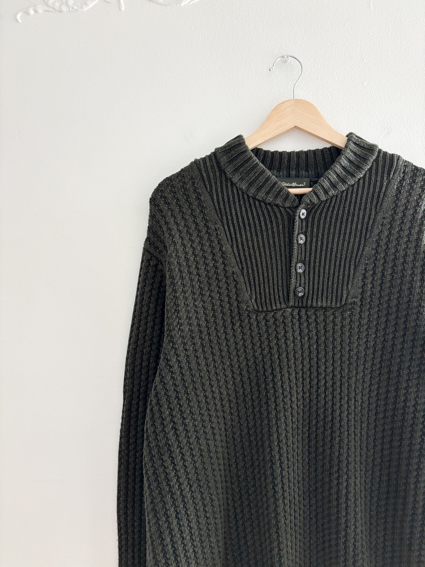 Eddie Bauer Forest Green Henley Sweater (XL)