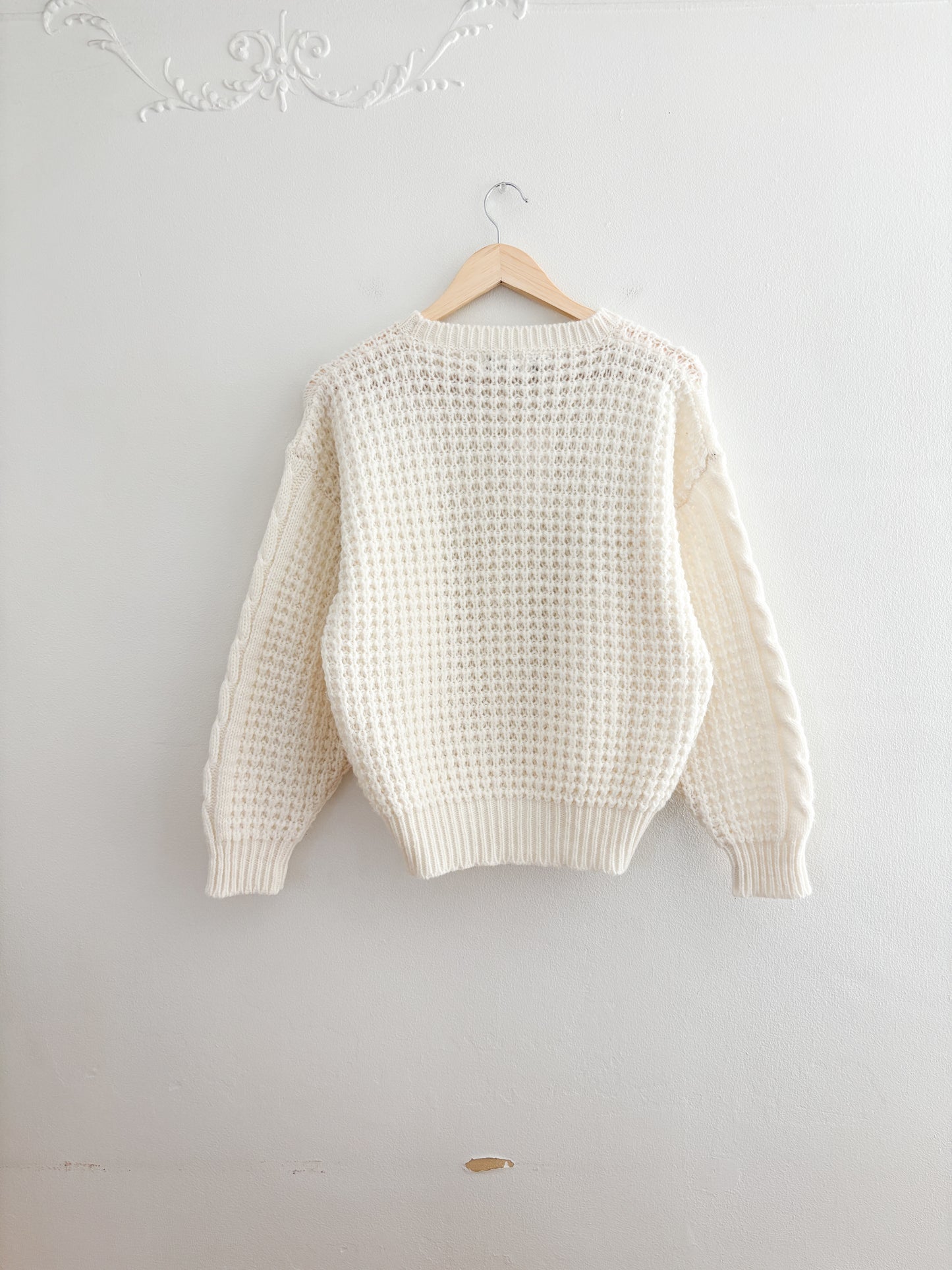 Vintage Cream Knit Sweater (S)
