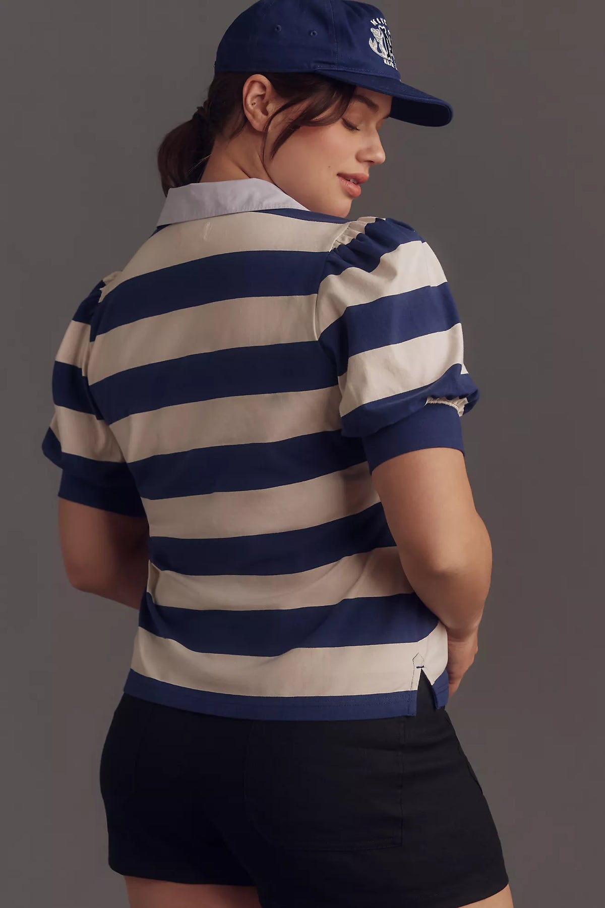 Maeve Striped Collared Top (L)