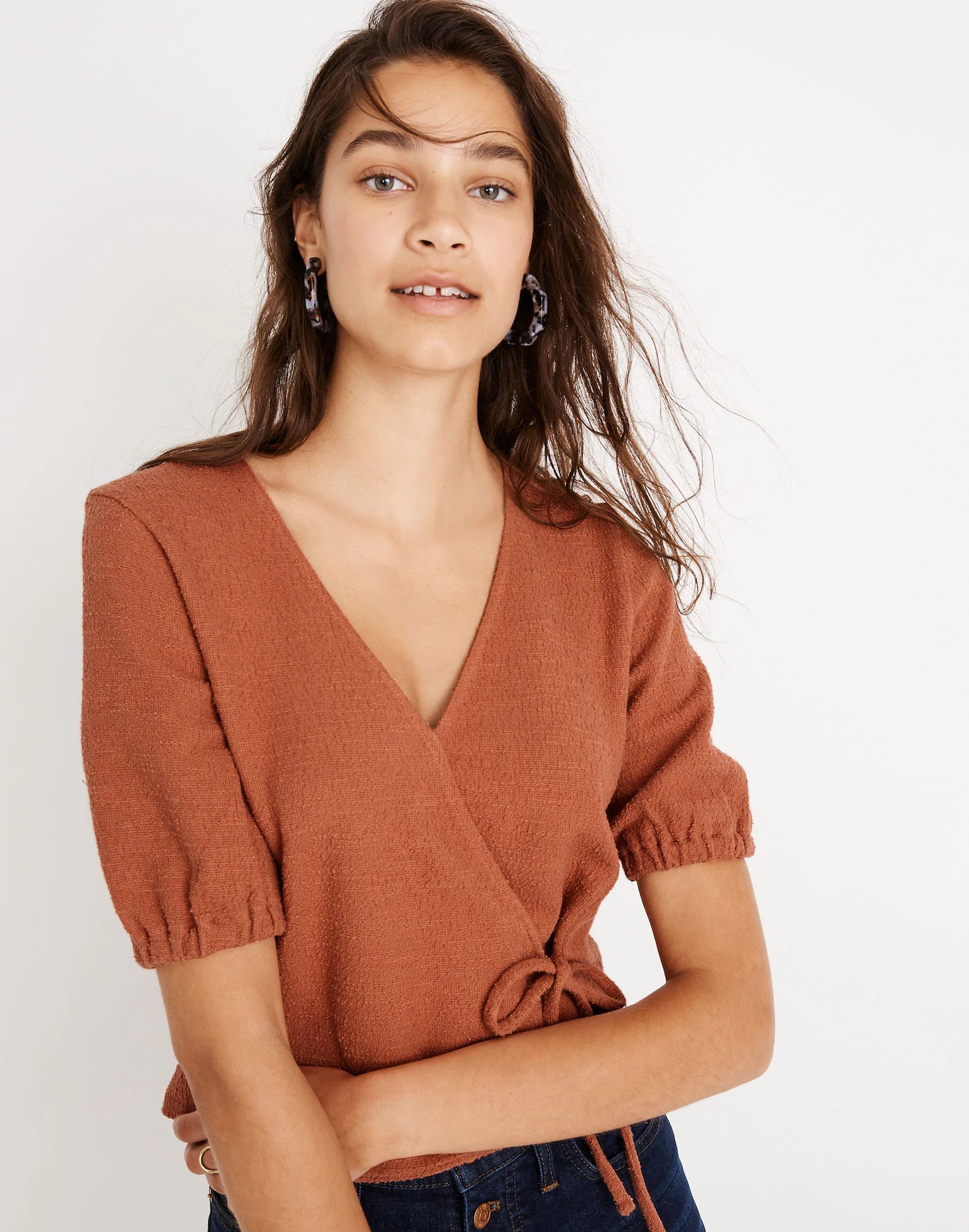Madewell Textured Wrap Top (S)