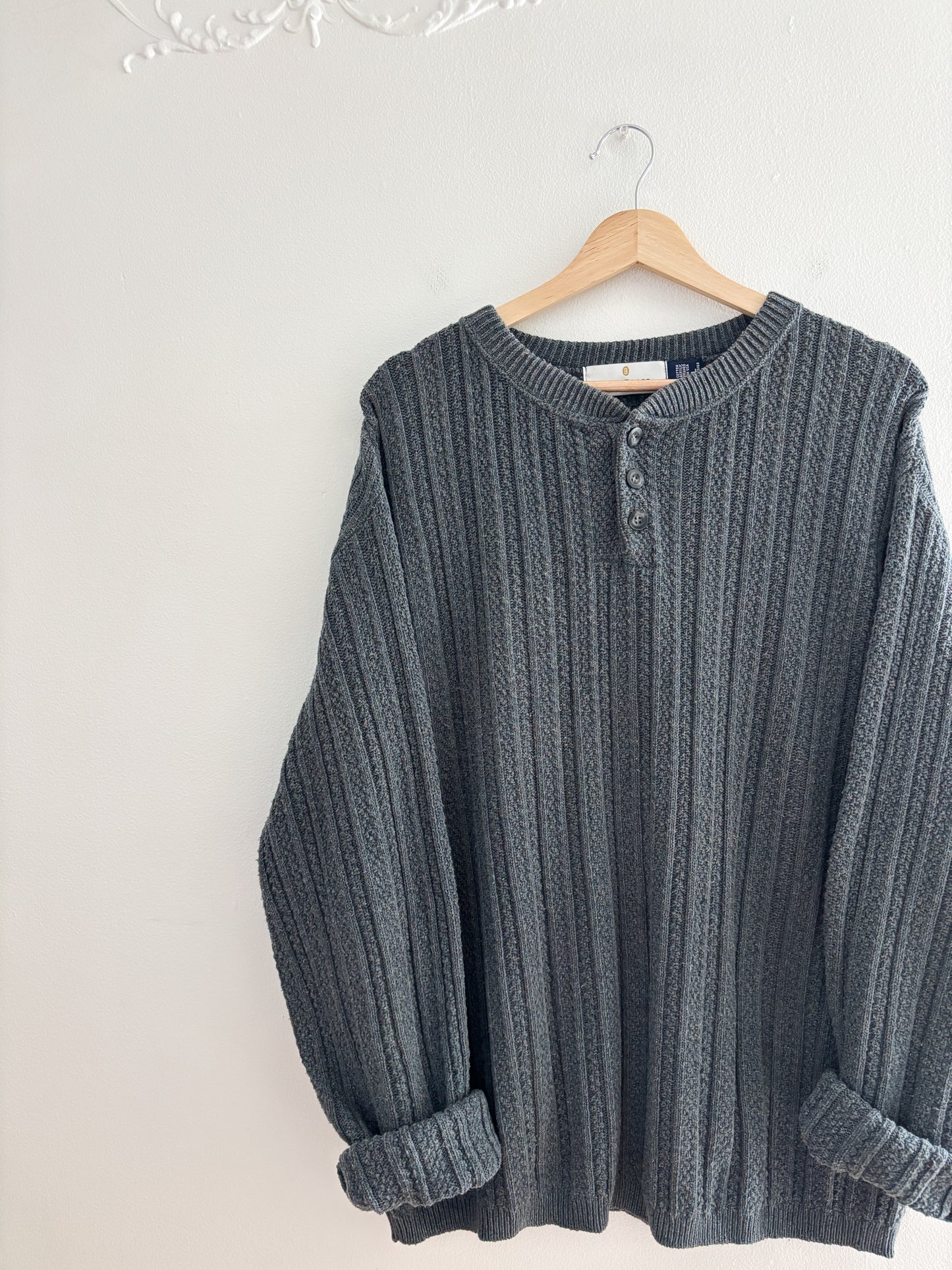 Vintage Bill Blass Henley Sweater (XL)