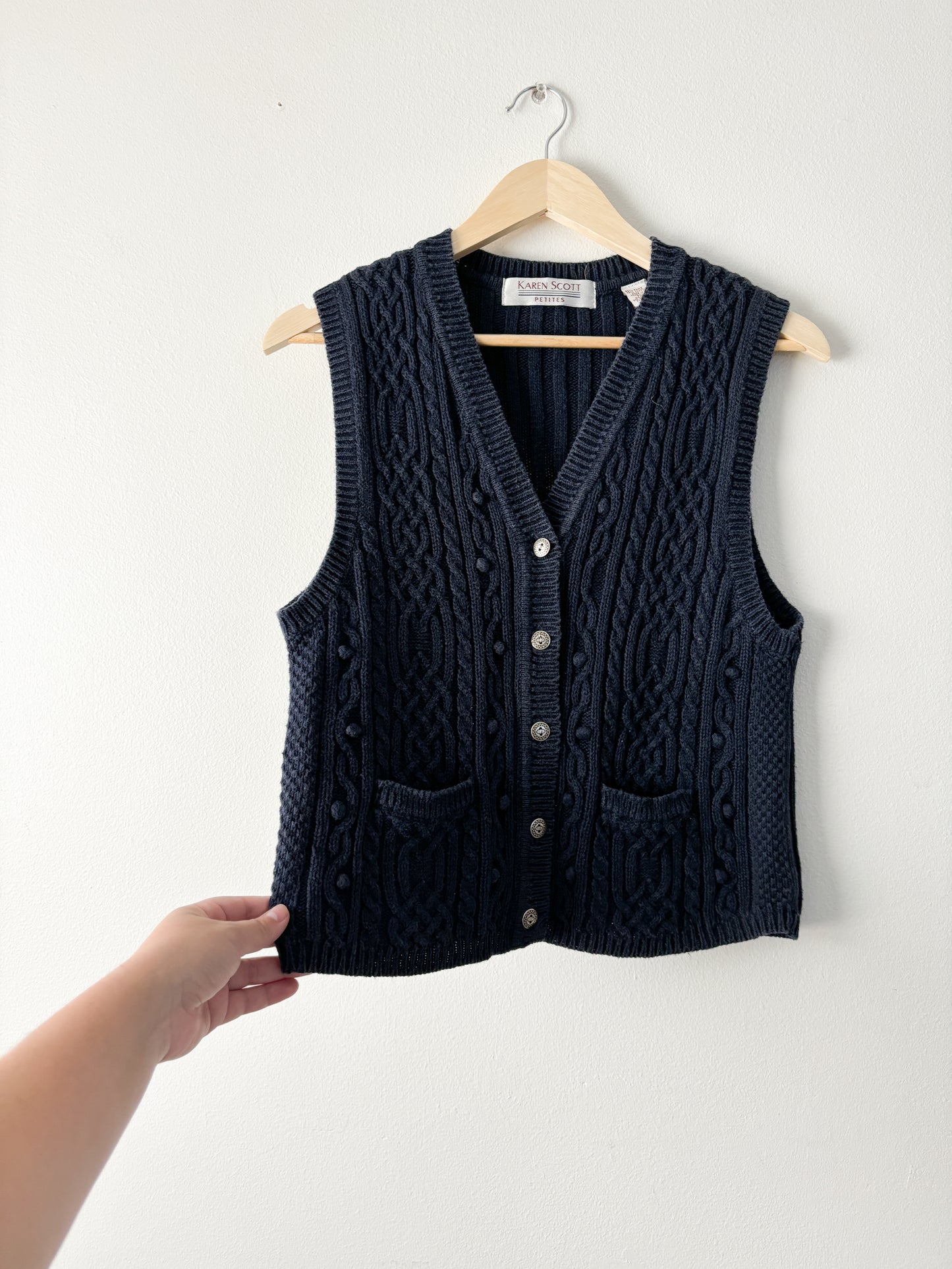 Vintage Karen Scott Navy Knit Vest