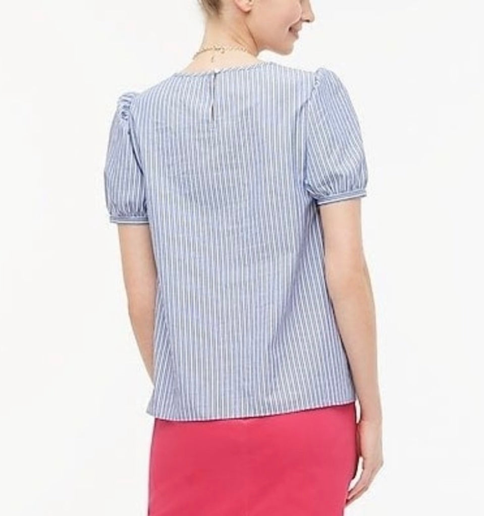 J Crew Striped Puff Sleeve Blouse (M)