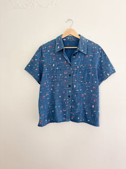 Vintage 4th of July Button Up
