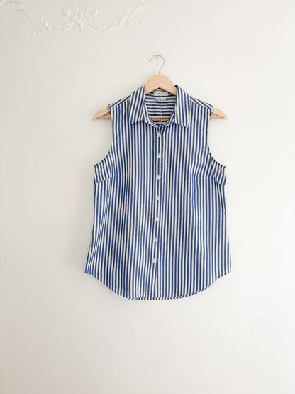 Vintage Blue Striped Collar Tank (M)