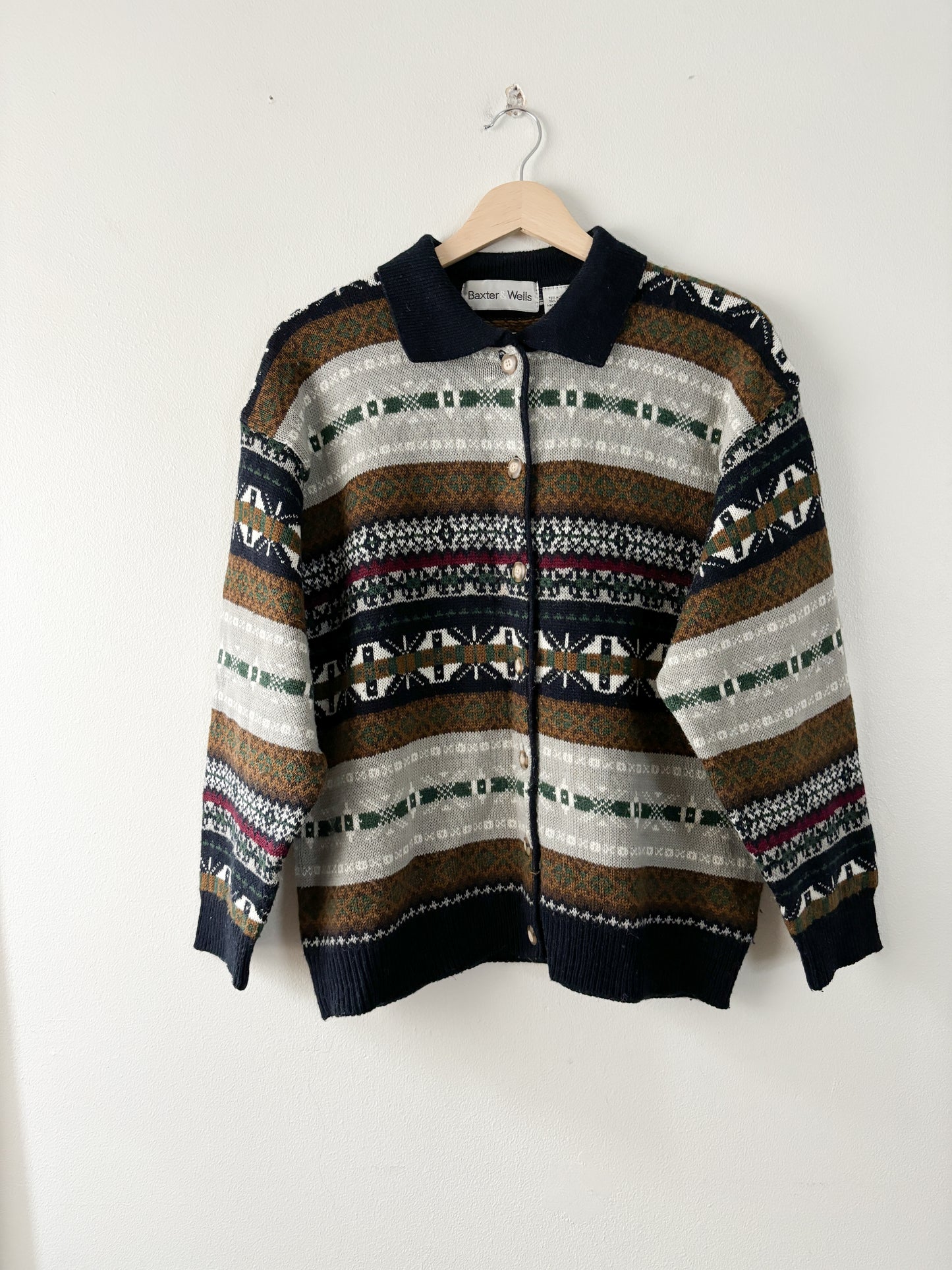 Vintage collared fair isle cardigan